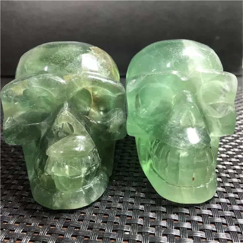 Natural Green Fluorite Crystal Skull Carving - Healing Stones for Meditation, Home Decor & Spiritual Gifts