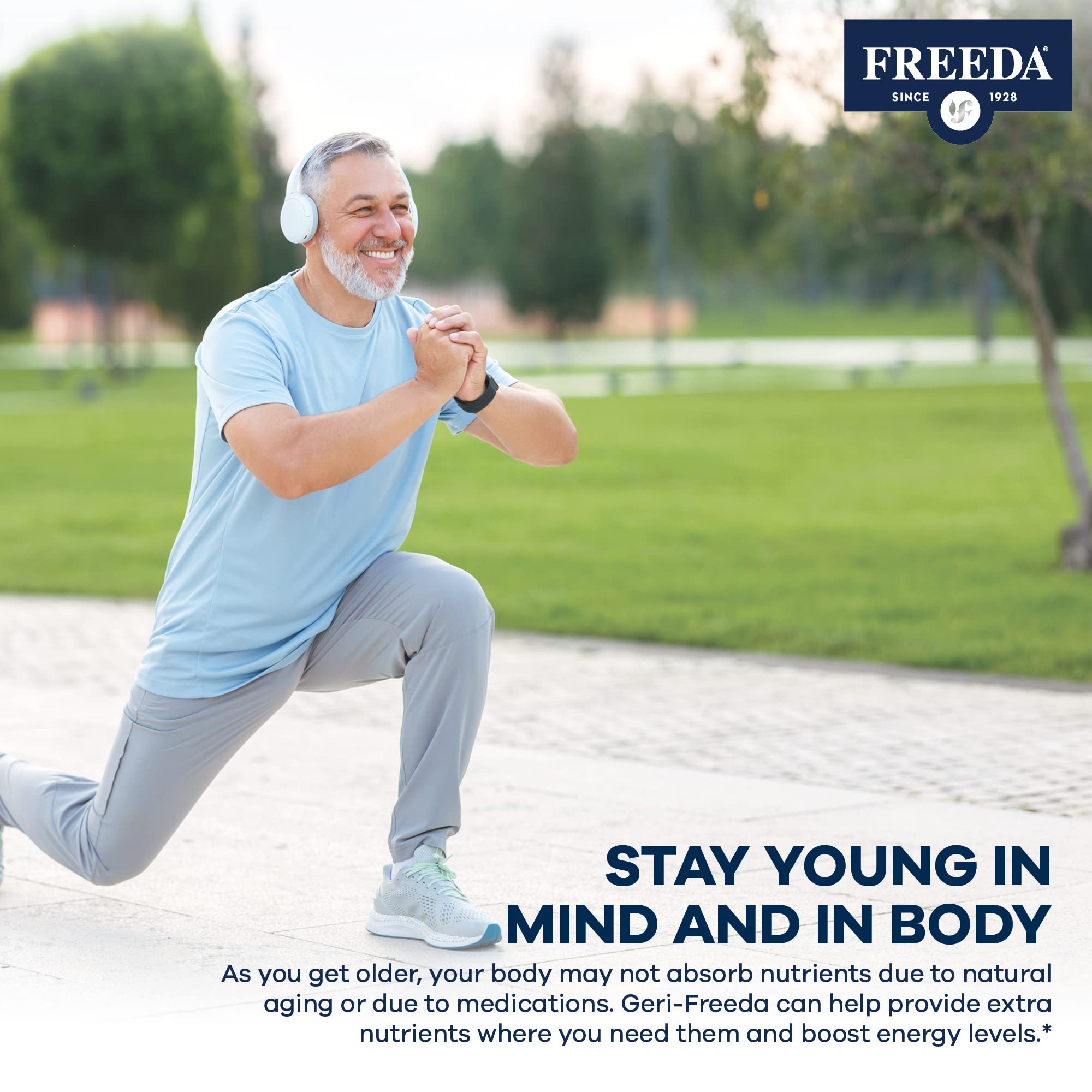 Freeda Senior Multivitamin for Men & Women 60+ - Kosher Certified One Daily Coated Tablet - Multivitamin Supplement for Adults Over 60 - Supports Energy, Immunity & Bone Health (100 Count) - Perfect for Active Seniors & Daily Wellness Routine