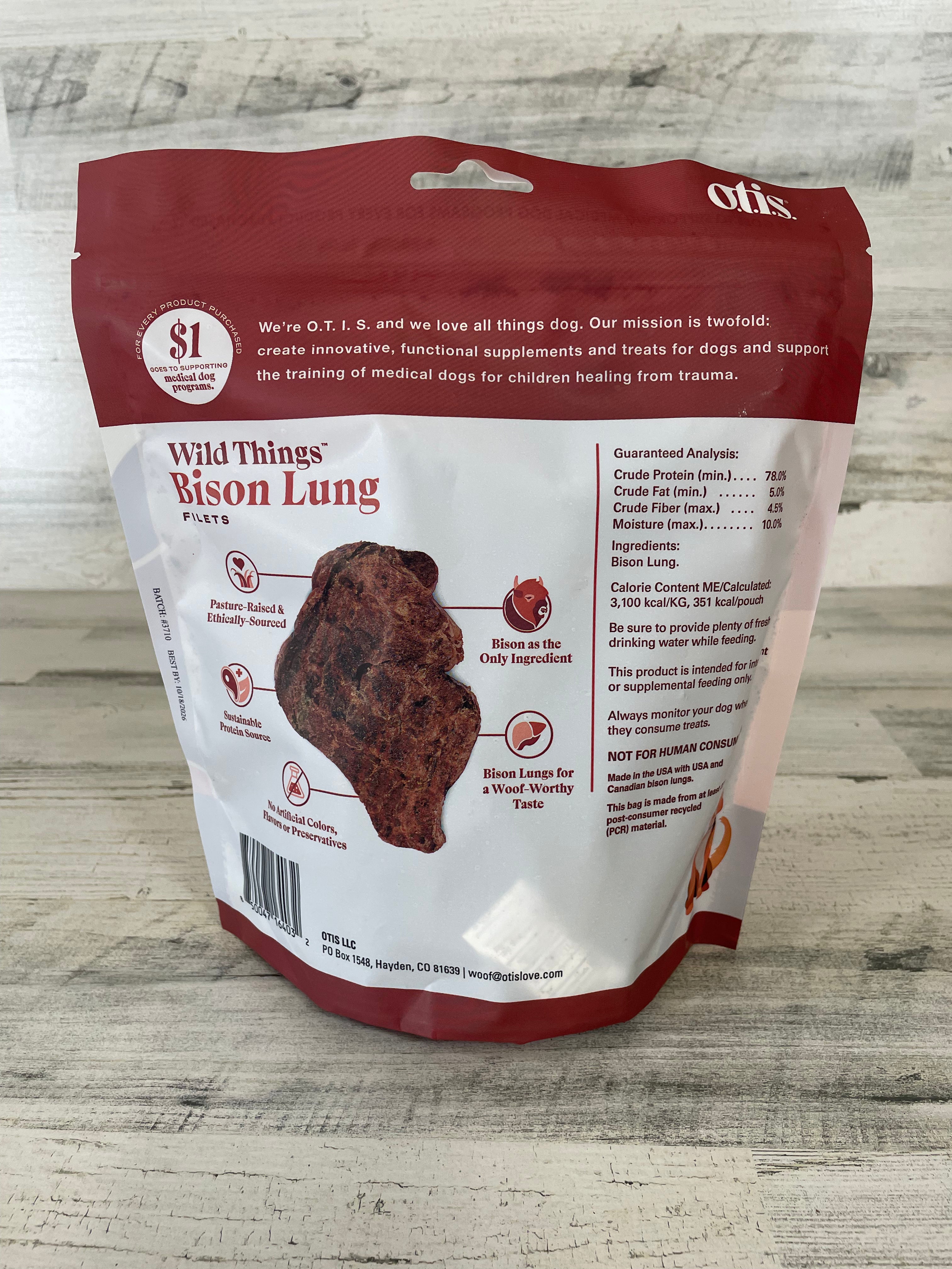 Premium Otis Wild Things Bison Lung Filets - All-Natural Freeze-Dried Dog Treats for Training & Dental Health - High-Protein Grain-Free Snacks for Puppies & Adult Dogs - Perfect for Outdoor Adventures & Reward-Based Training