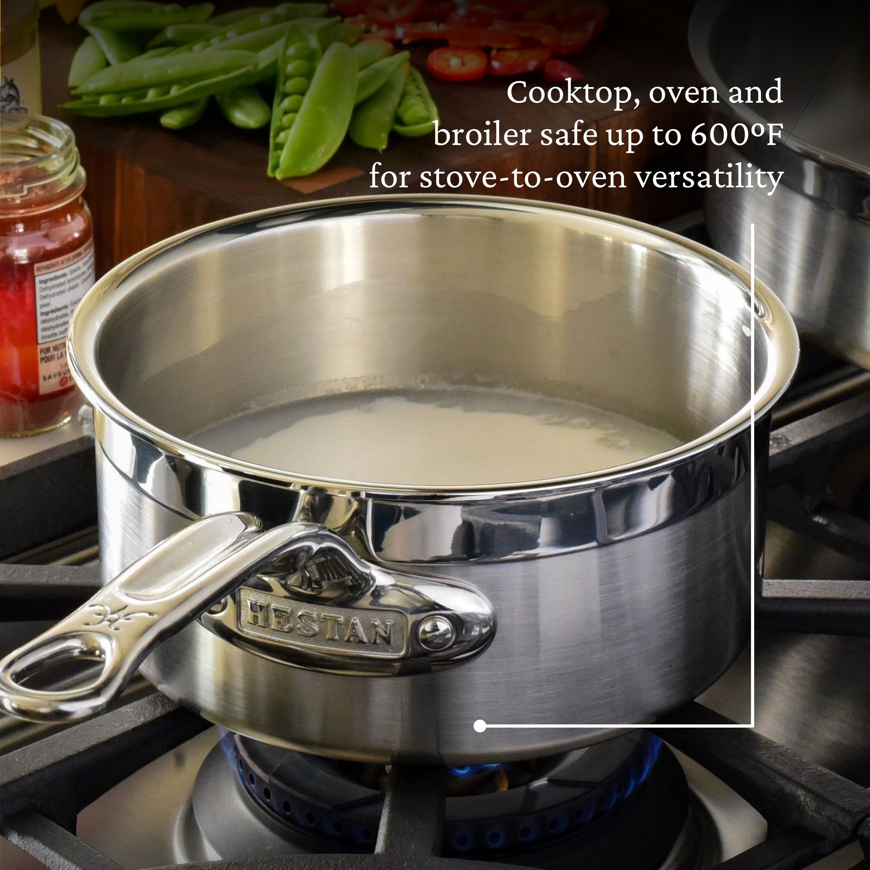 Hestan Probond Nonstick Covered Saucepan - 3.5 Quart Stainless Steel Cookware for Induction, Gas & Electric Stoves - Perfect for Sauces, Soups & Simmering