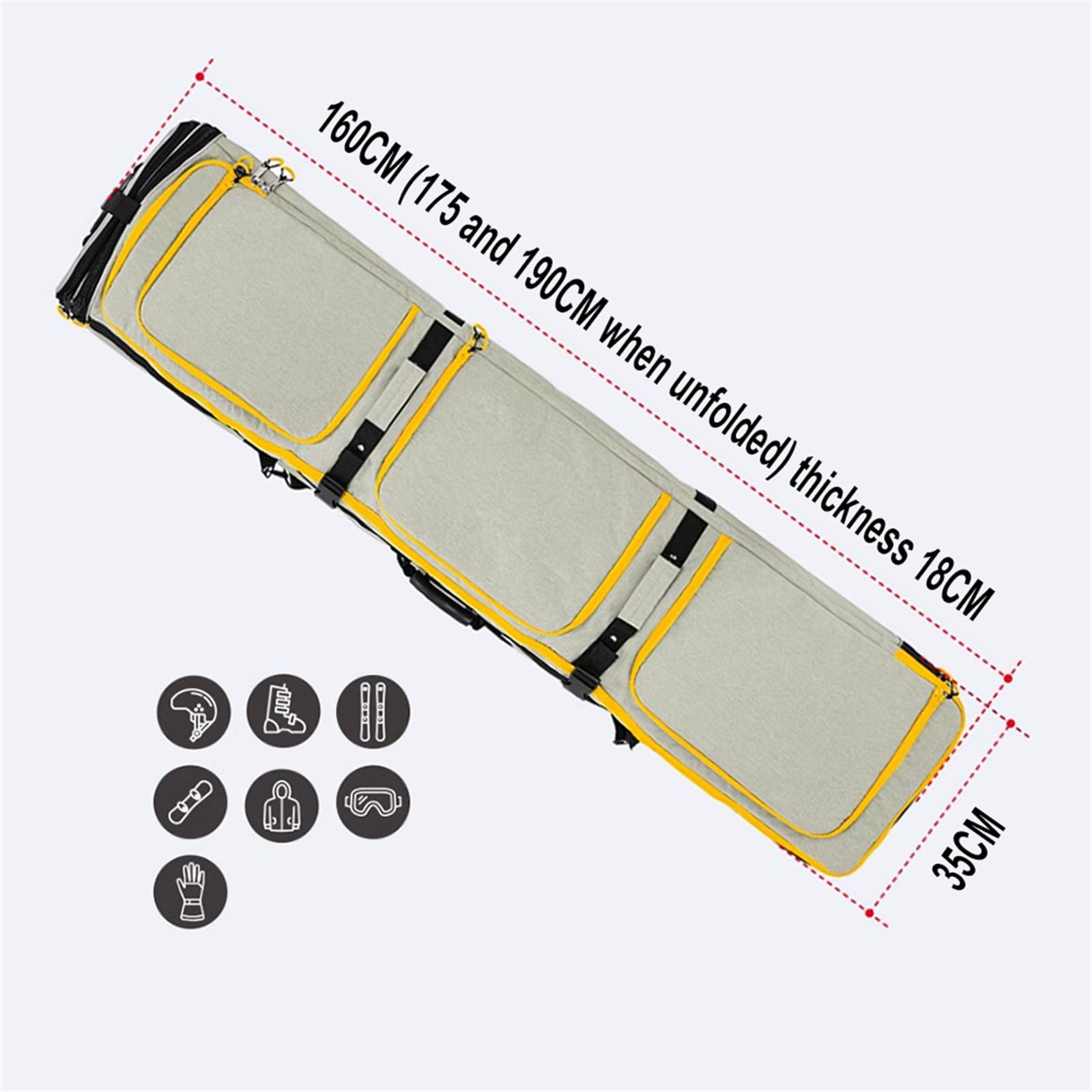 Waterproof Roller Snowboard & Ski Bag with Wheels - Adjustable Length, Foldable & Extra Large for Air Travel - Perfect for Snowboarding Trips & Winter Sports Gear Storage