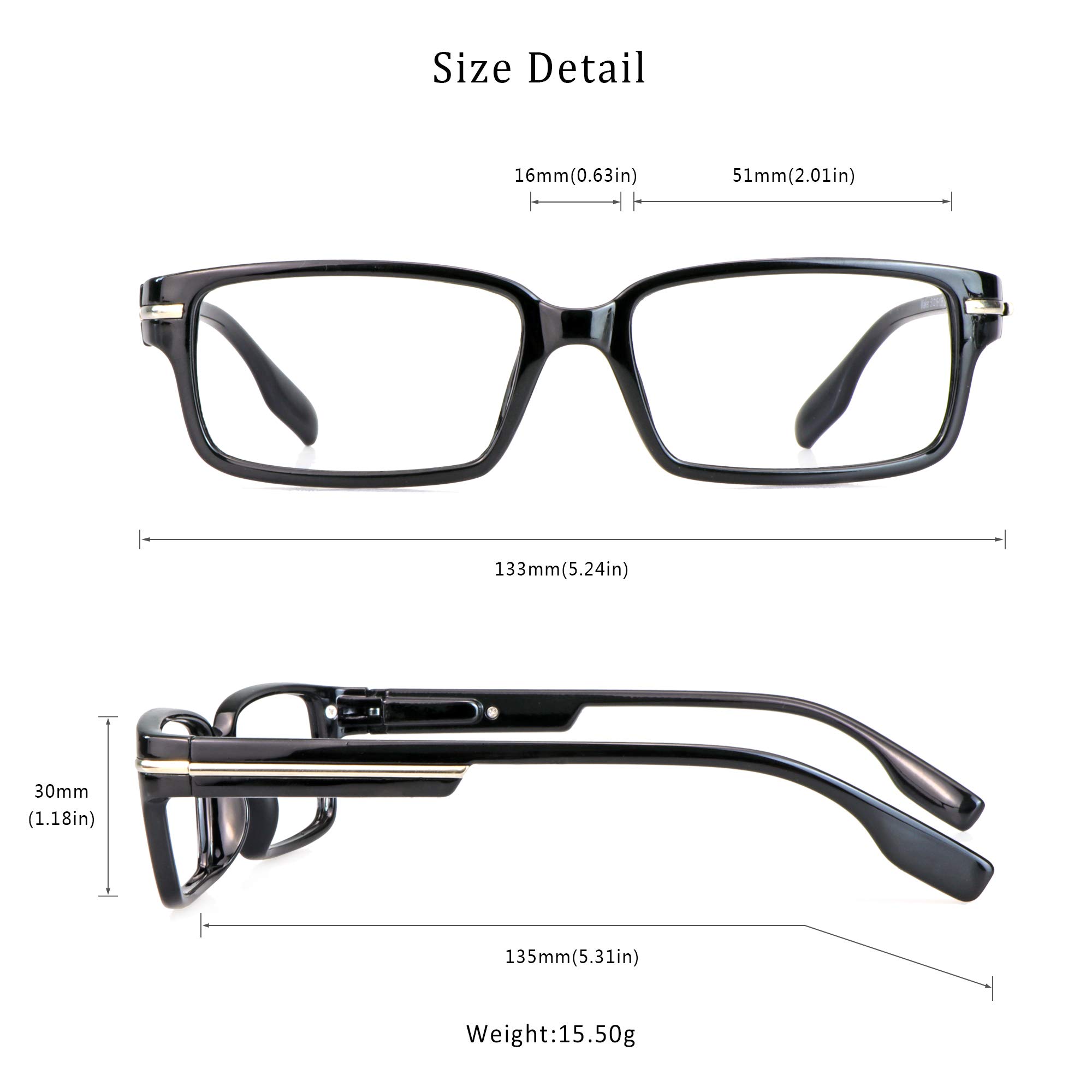 VisionGlobal 4 Pairs Blue Light Blocking Reading Glasses for Women & Men - Anti Eyestrain Computer Glasses with Stylish Rectangle Frames | Perfect for Office Work, Gaming & Screen Time