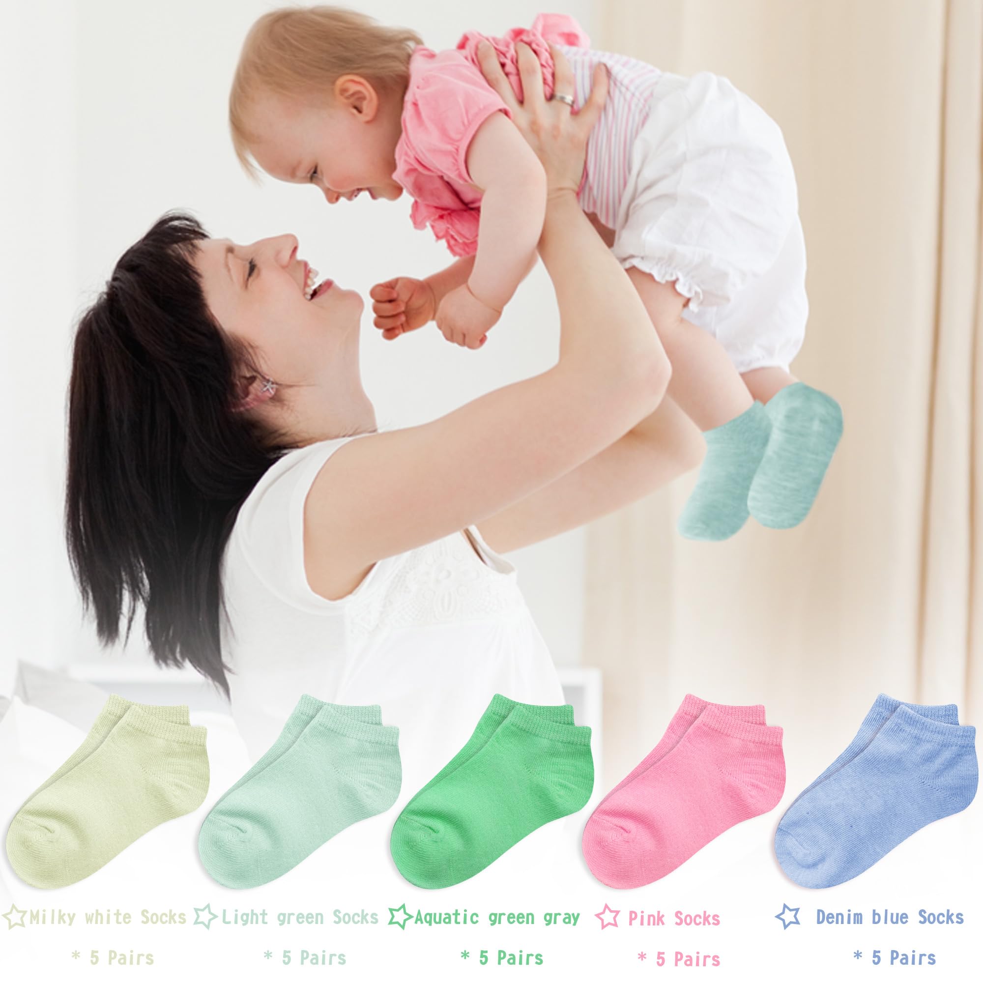 **Duufin 25 Pairs Toddler Ankle Socks - Low Cut Half Cushion Kids Socks for Boys & Girls - Soft & Breathable for Play, School & Daily Wear**