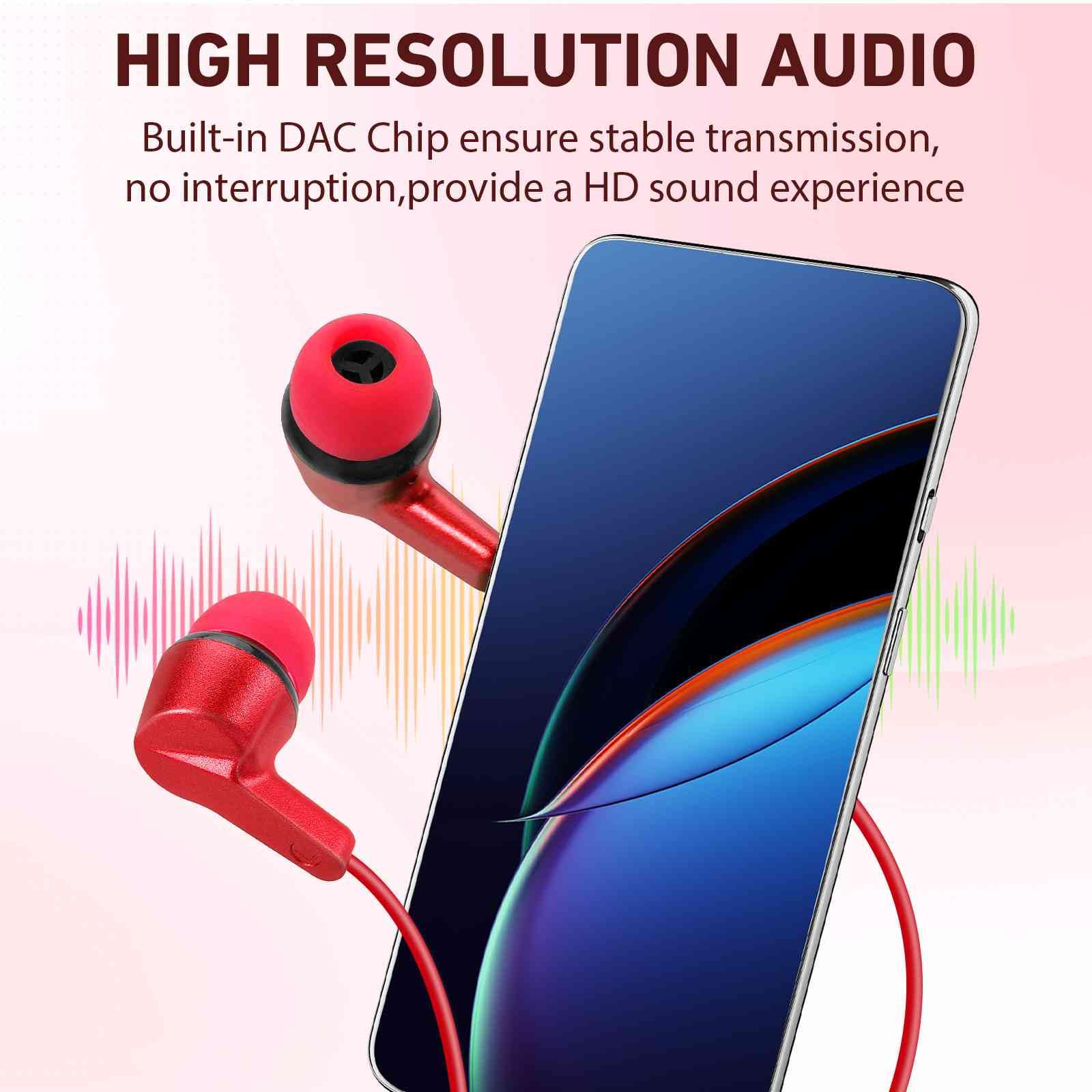 UrbanX R2 Wired in-Ear Headphones with Mic - Compatible with Motorola Moto G Play (2021) | Tangle-Free Cord, Noise Isolating Earphones, Deep Bass Sound | Includes 3 Pairs Silicone Ear Tips | Perfect for Commuting, Gaming & Work Calls