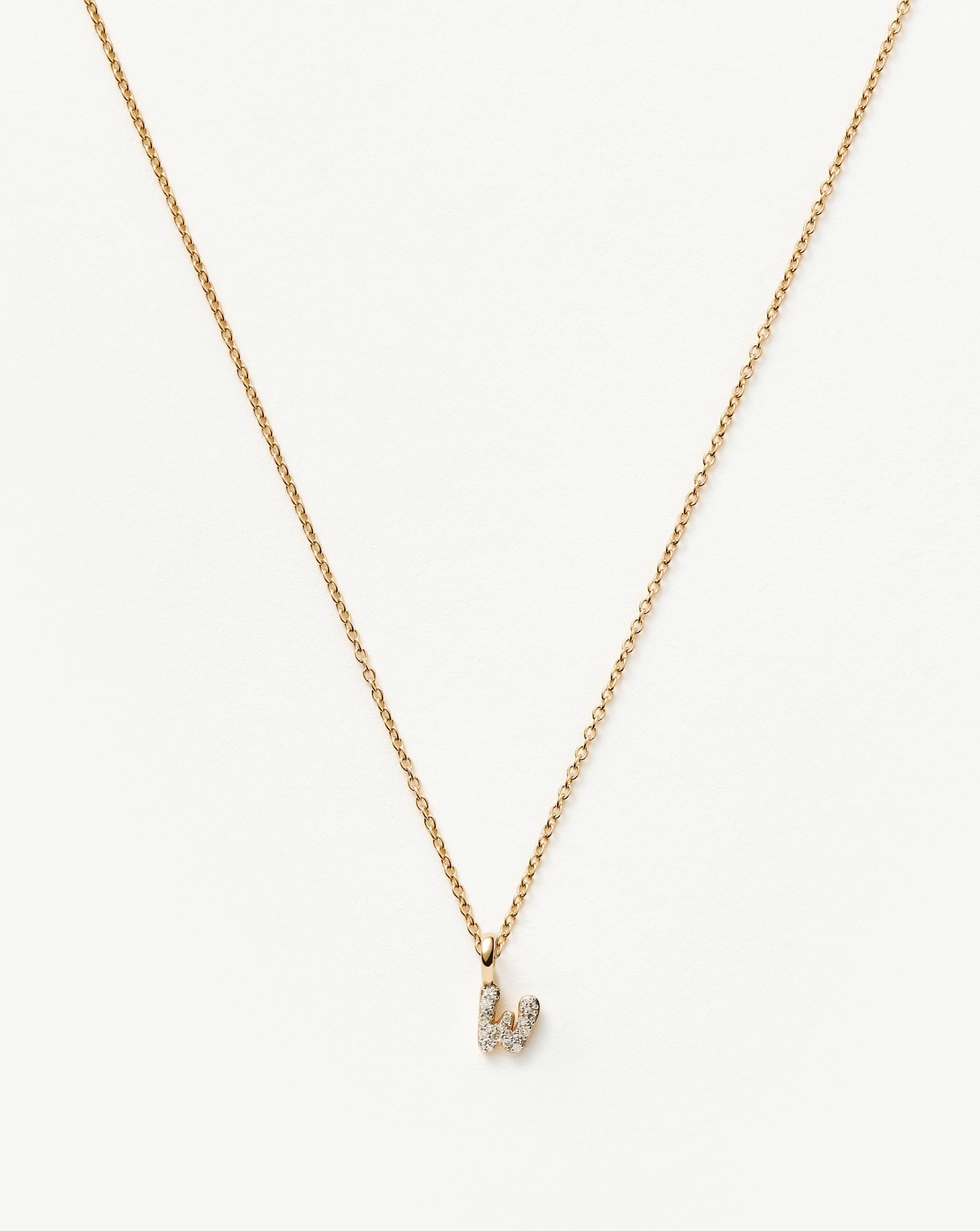 14K Solid Yellow Gold Plated Diamond Initial Mini Pendant Necklace for Women | Personalized Name Jewelry Gift for Birthday, Anniversary & Valentine's Day