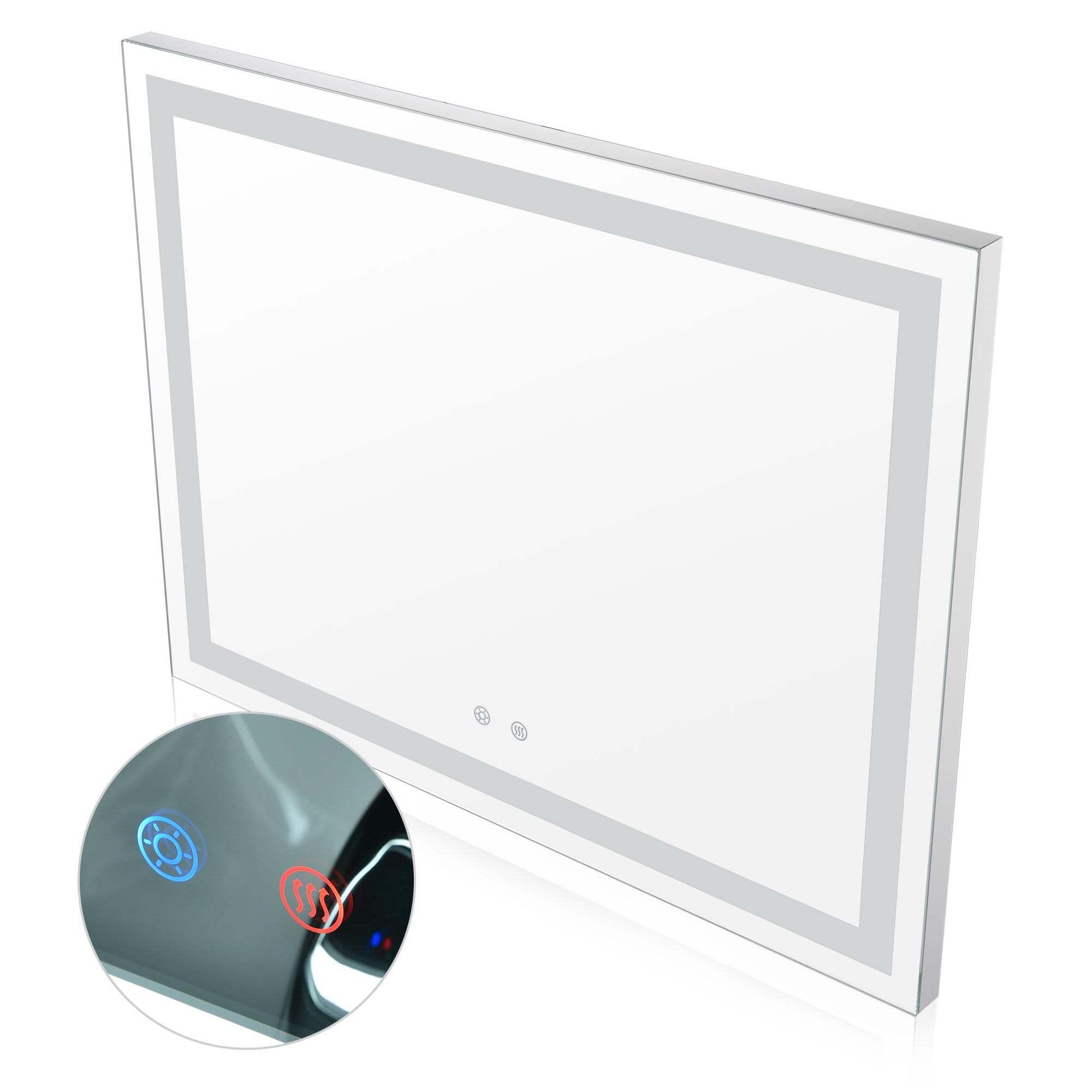 Aquaterior 32x24 Inch LED Bathroom Mirror with Anti-Fog, Touch Switch & Dimmable Lighting - Horizontal/Vertical Wall Mounted Makeup Vanity Mirror for Modern Bathrooms, Powder Rooms and Dressing Areas