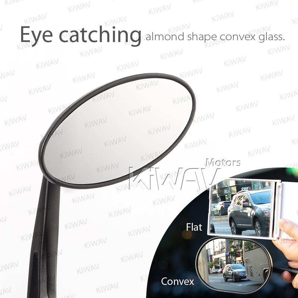 KiWAV Bar End Mirrors Ultra Black - Compatible with Triumph Air-Cooled Motorcycles - Durable Motorcycle Safety Mirrors for Better Rear View Visibility on Cruisers & Cafe Racers
