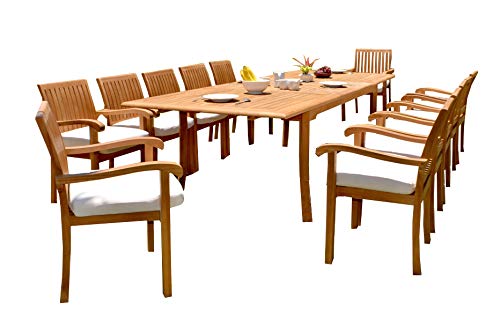 Premium 11-Piece Outdoor Patio Teak Dining Set - 117