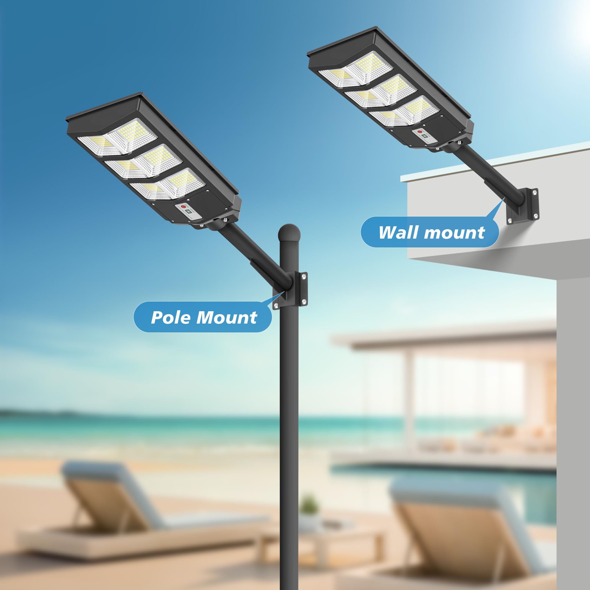 Sunwish 6500K Commercial Solar Street Lights Outdoor - IP66 Waterproof, Motion Sensor, Dusk to Dawn Solar Parking Lot Lights for Playground, Yard, Driveway & Pathways | Energy-Efficient Solar Powered Outdoor Lighting Solution