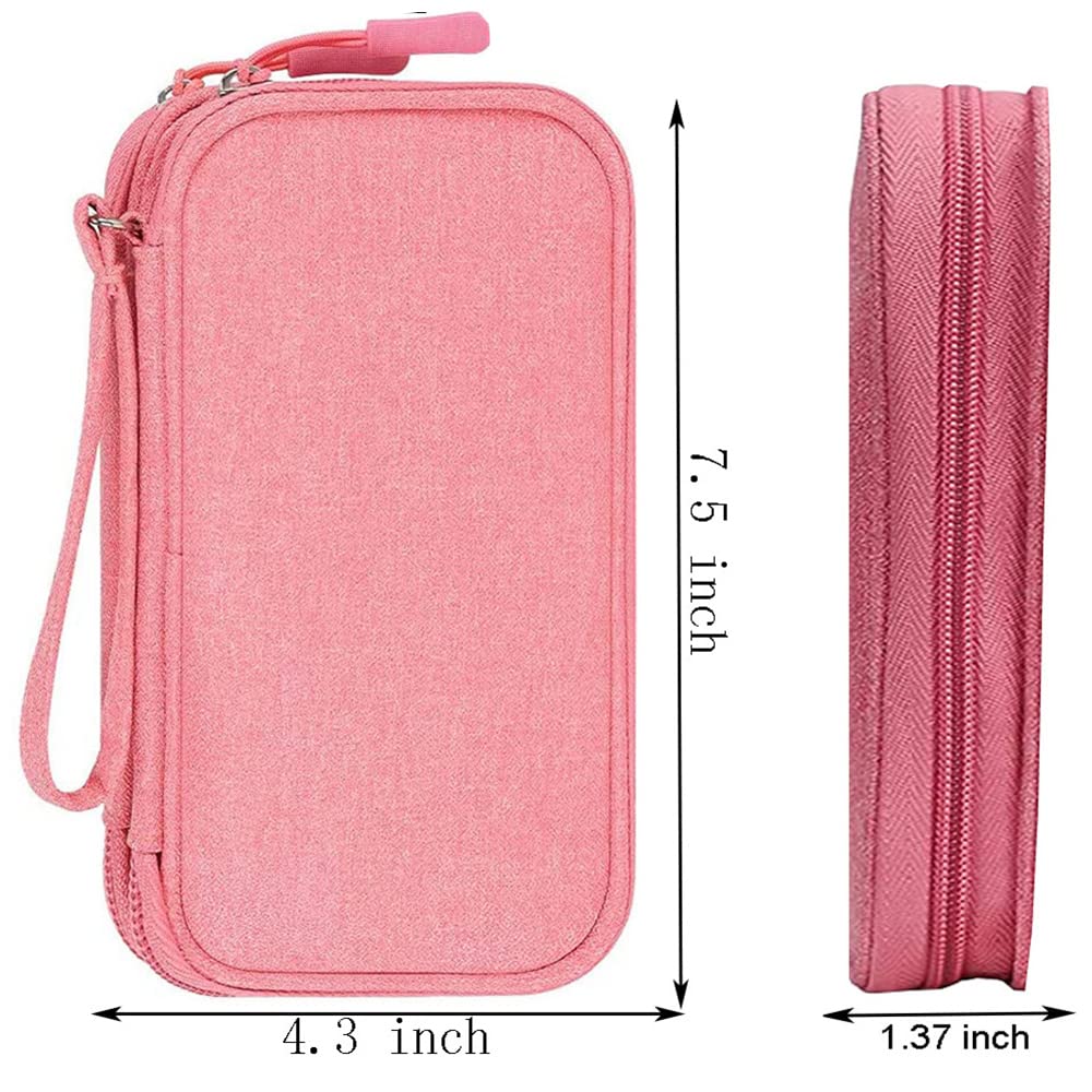 Universal Electronics Accessories Organizer Pouch - Travel Storage Bag for Chargers, Cables, Earphones & iPhone - Custom Dividers, Pink - Perfect for Travel, Office & Daily Organization