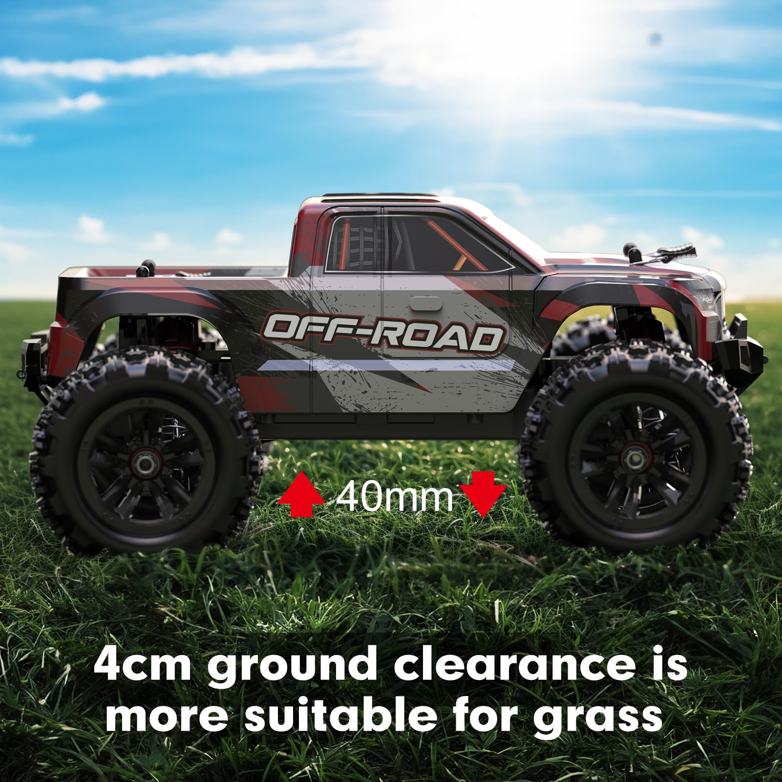 MEW4 1/16 Scale 4X4 Off-Road RC Truck - Ready-to-Run High Speed 38km/h Remote Control Monster Truck with 2x1500mAh Batteries | Durable Beginner RC Car for Adults & Kids | Perfect for Backyard Racing, Off-Road Adventures & Birthday Gifts