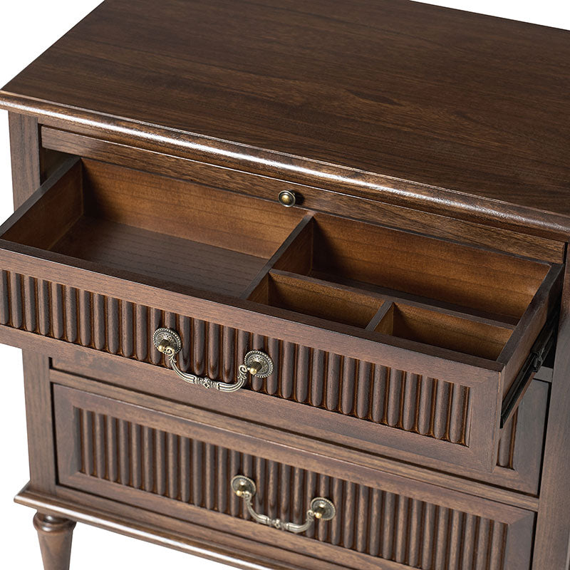 Farmhouse Solid Wood Nightstand with Fluted Drawer - Rustic Bedside Table with Optional Storage Drawer - Perfect for Bedroom, Guest Room, or Cabin Decor