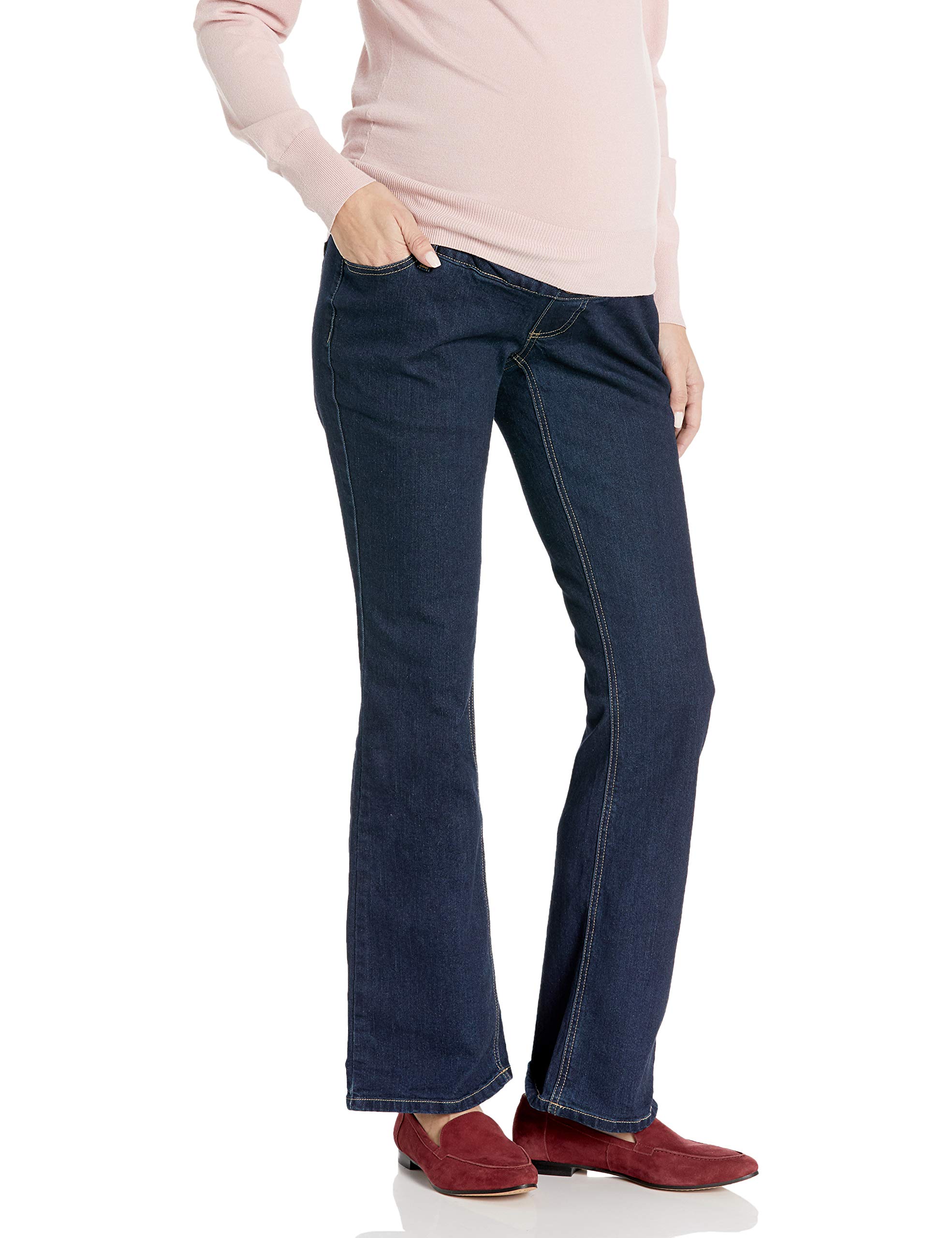 Three Seasons Maternity Women's Stretch Denim Flare Jeans with Belly Band - Dark Wash, Plus Size XX-Large - Comfortable Pregnancy Pants for Work, Casual & Everyday Wear