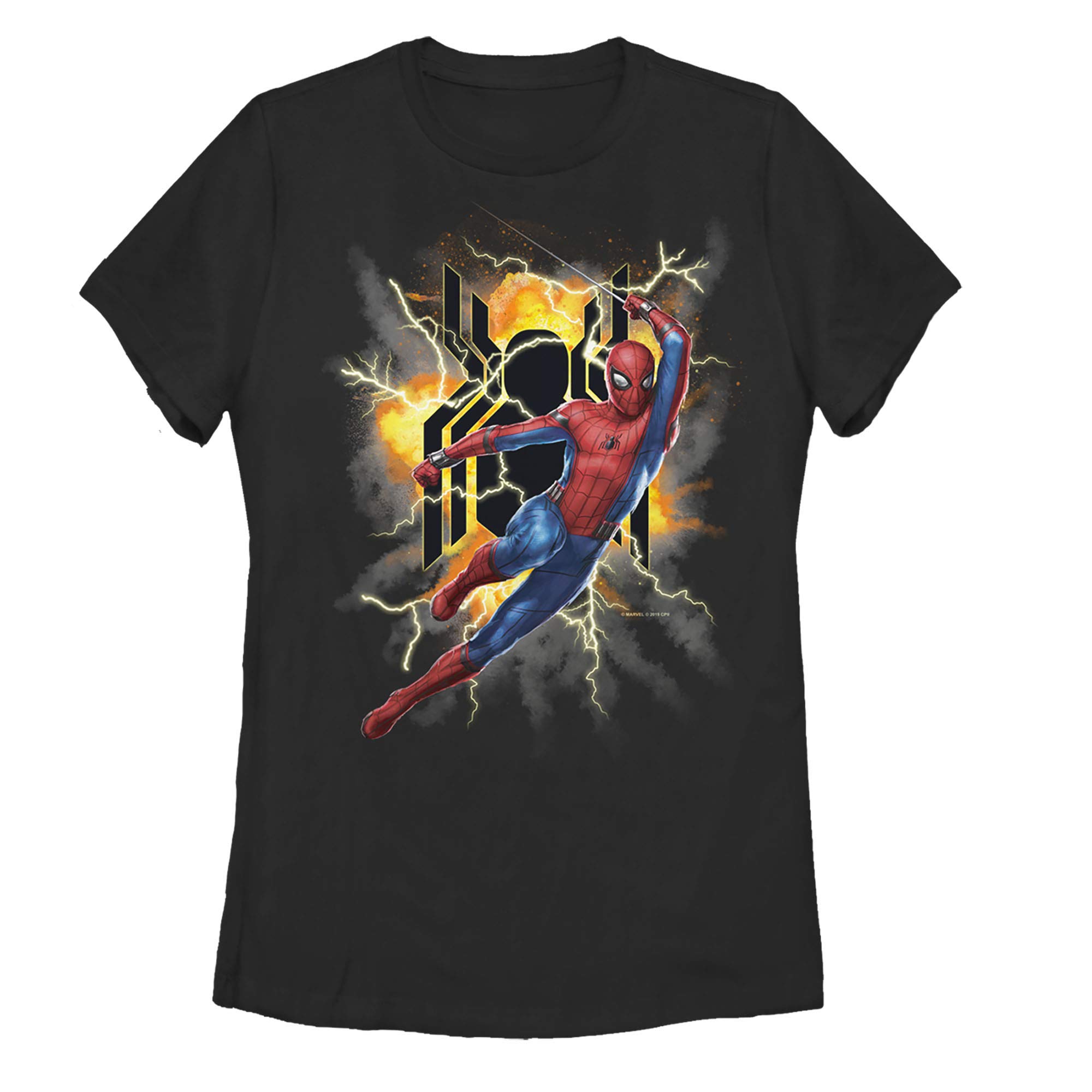 Marvel Women's Spider-Man: Far from Home Lightning Strike Graphic T-Shirt | Superhero Movie Merchandise | Casual Wear & Cosplay Outfit