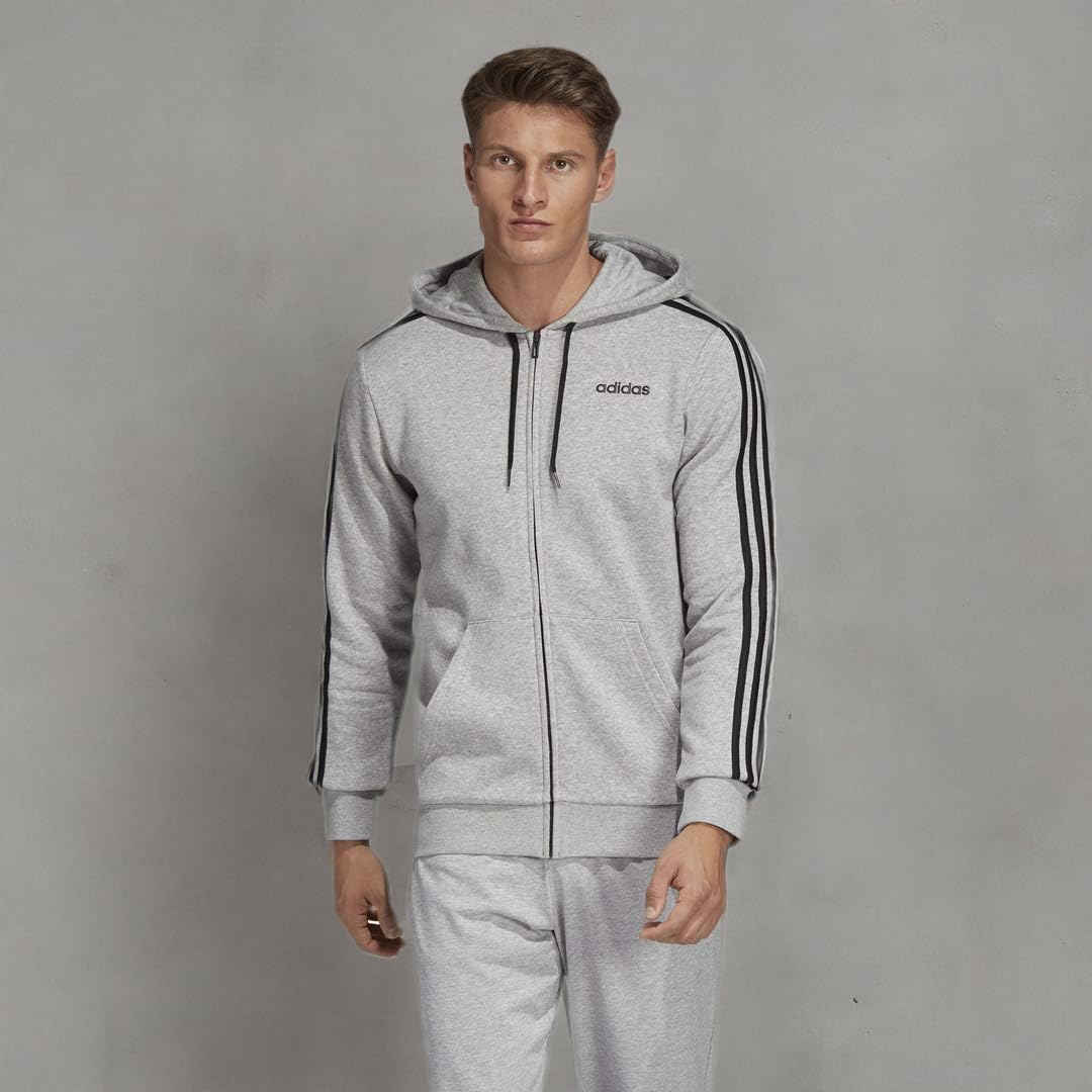 adidas Men's Essentials 3-Stripes Fleece Hoodie - Soft Warm Pullover Sweatshirt for Casual Wear, Gym & Outdoor Activities