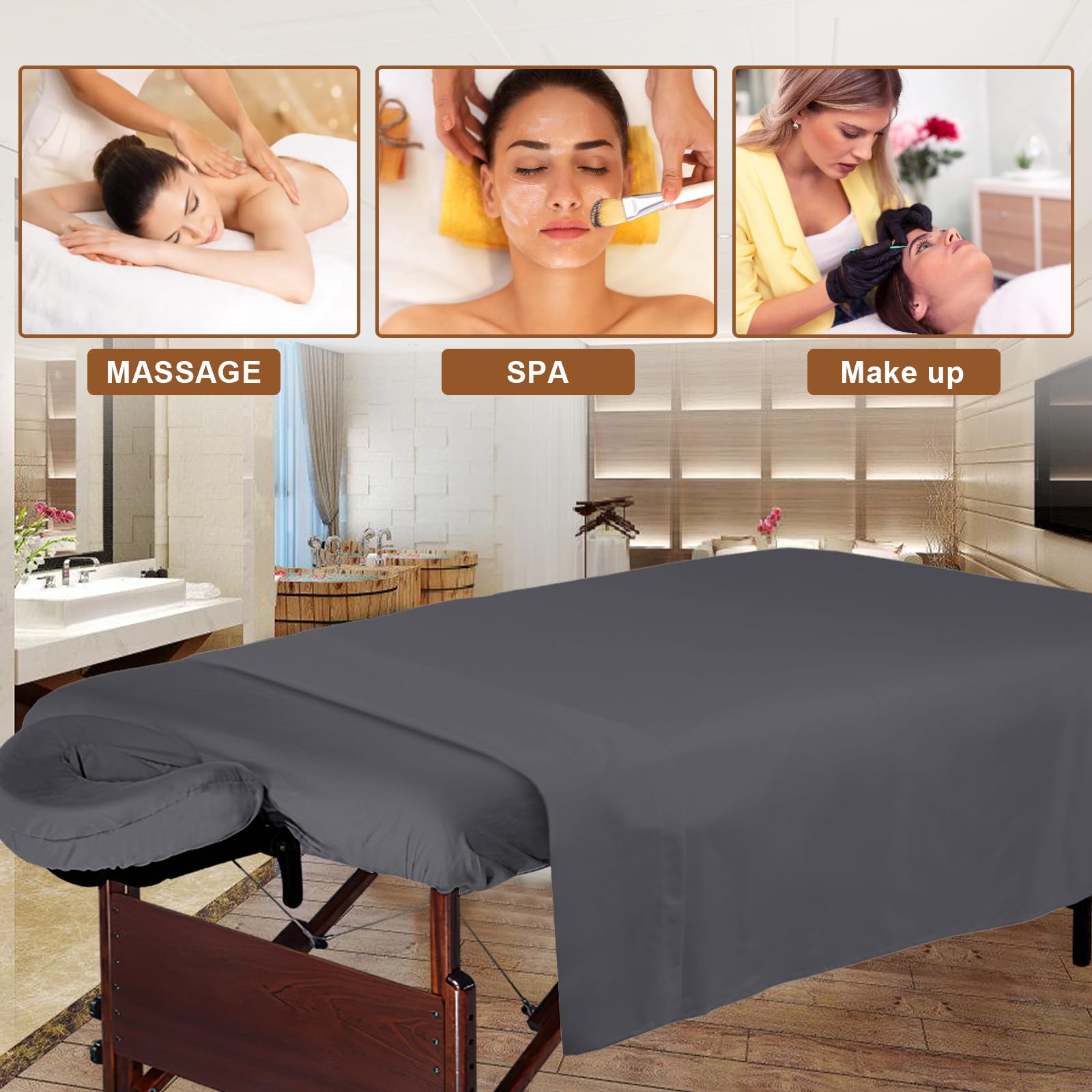 Premium 4-Piece Microfiber Massage Table Sheet Set - Includes Table Cover, Fitted Sheet & Face Rest Cover (Grey) - Soft, Durable & Hygienic for Spa, Salon & Professional Massage Therapy
