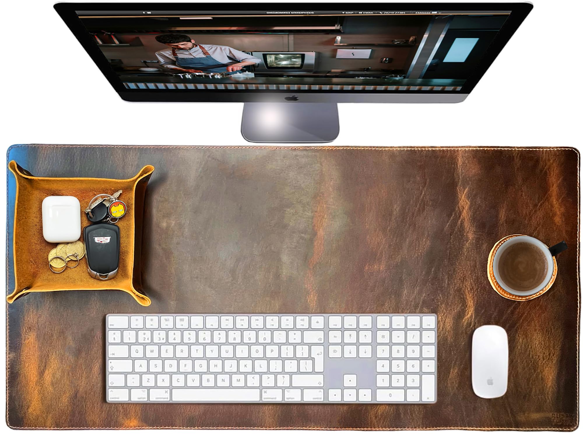 Premium Full Grain Leather Desk Mat - 32x16 Inch Large Desk Pad for Computer, Keyboard & Mouse - Office & Home Workspace Protector - Ideal for Gaming, Writing & Productivity Accessories
