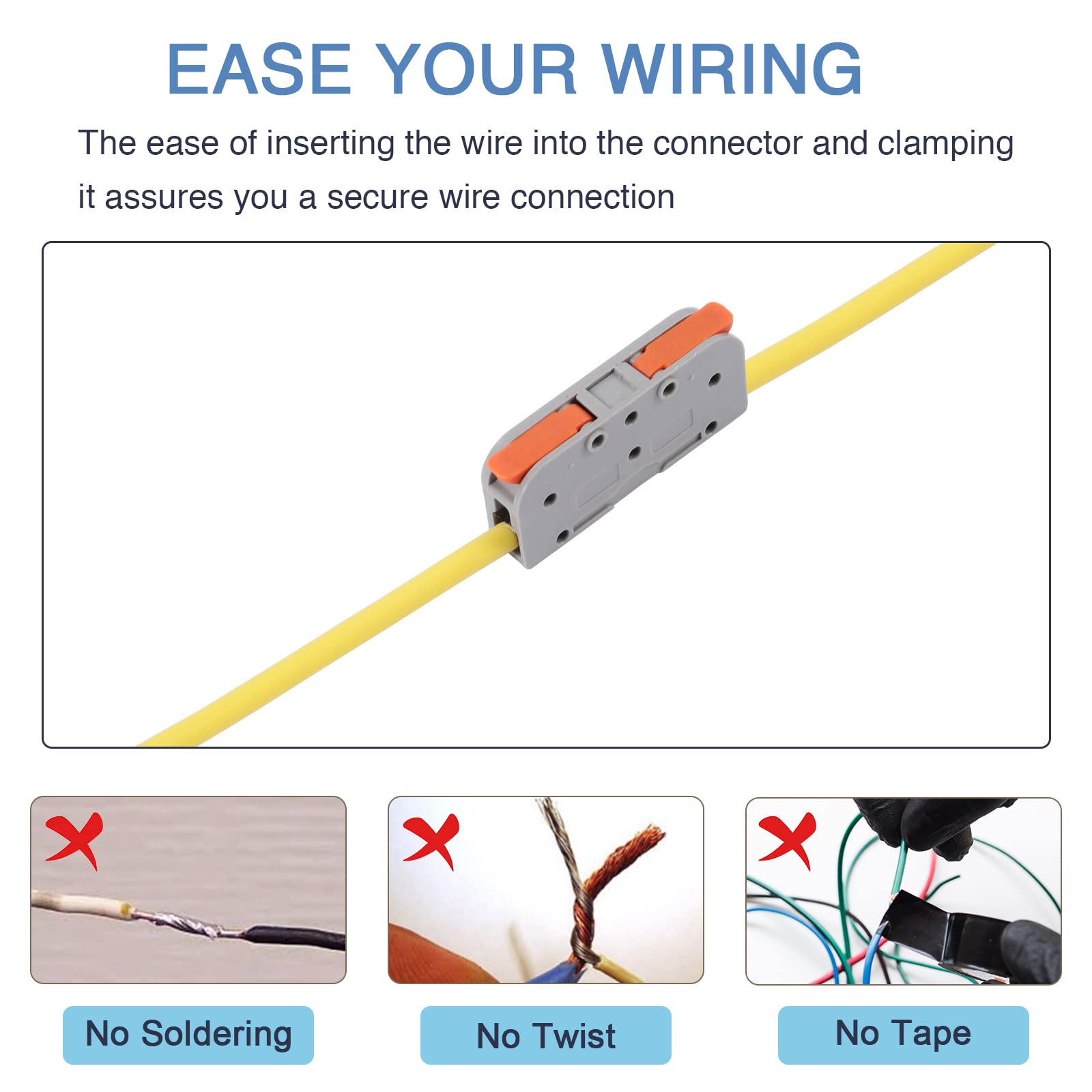 30PCS Lever Wire Connectors - Reusable Electrical Connectors for AWG 24-12, Hand Protecting 1 Conductor Terminals for Automotive Lighting Wiring - Perfect for Car, Home & DIY Electrical Projects