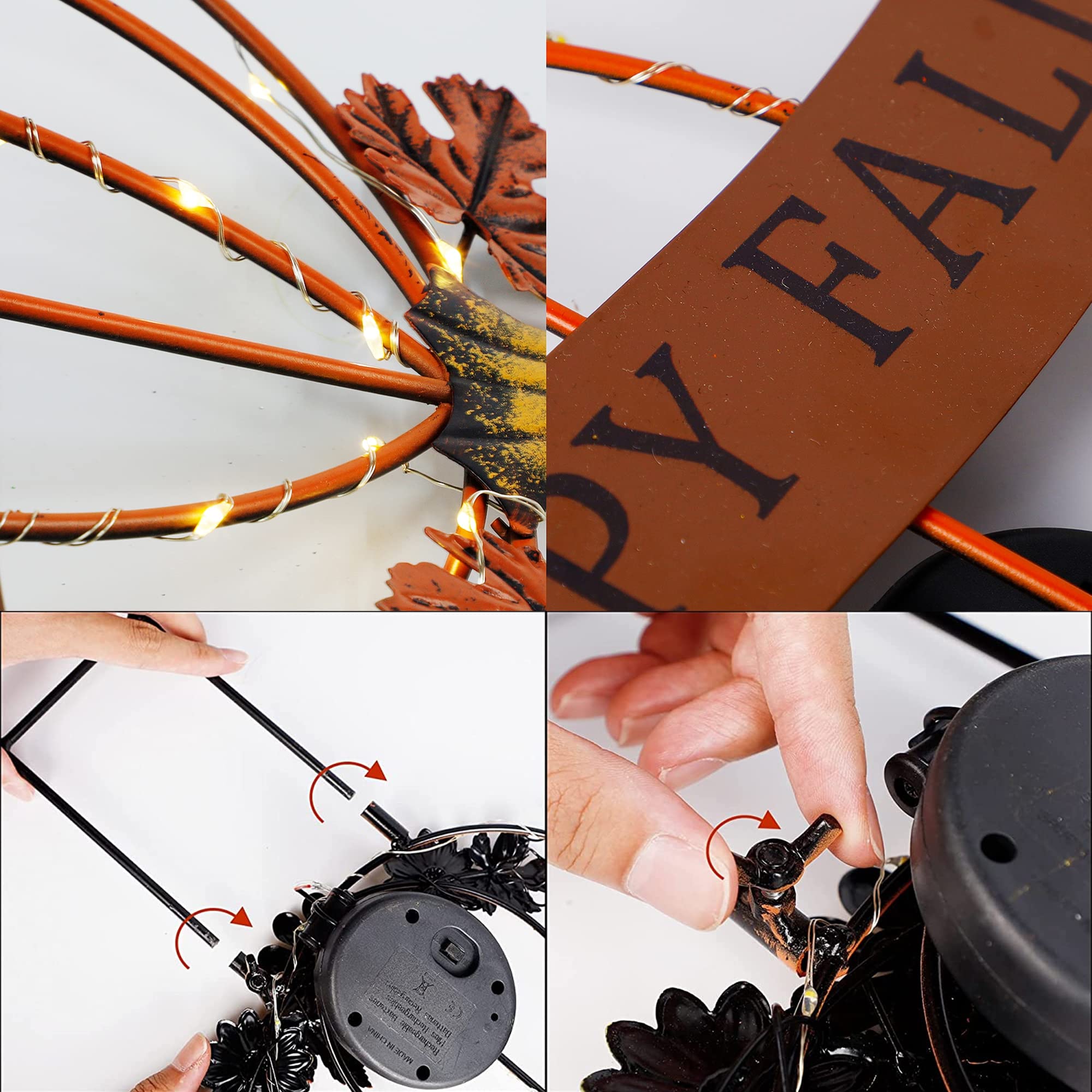 Juegoal 2 Pack Solar Powered Metal Pumpkin Garden Stakes - Outdoor Fall Decorations with LED Lights for Thanksgiving & Autumn Yard Decor - Perfect for Halloween, Harvest Festival & Seasonal Home Decoration