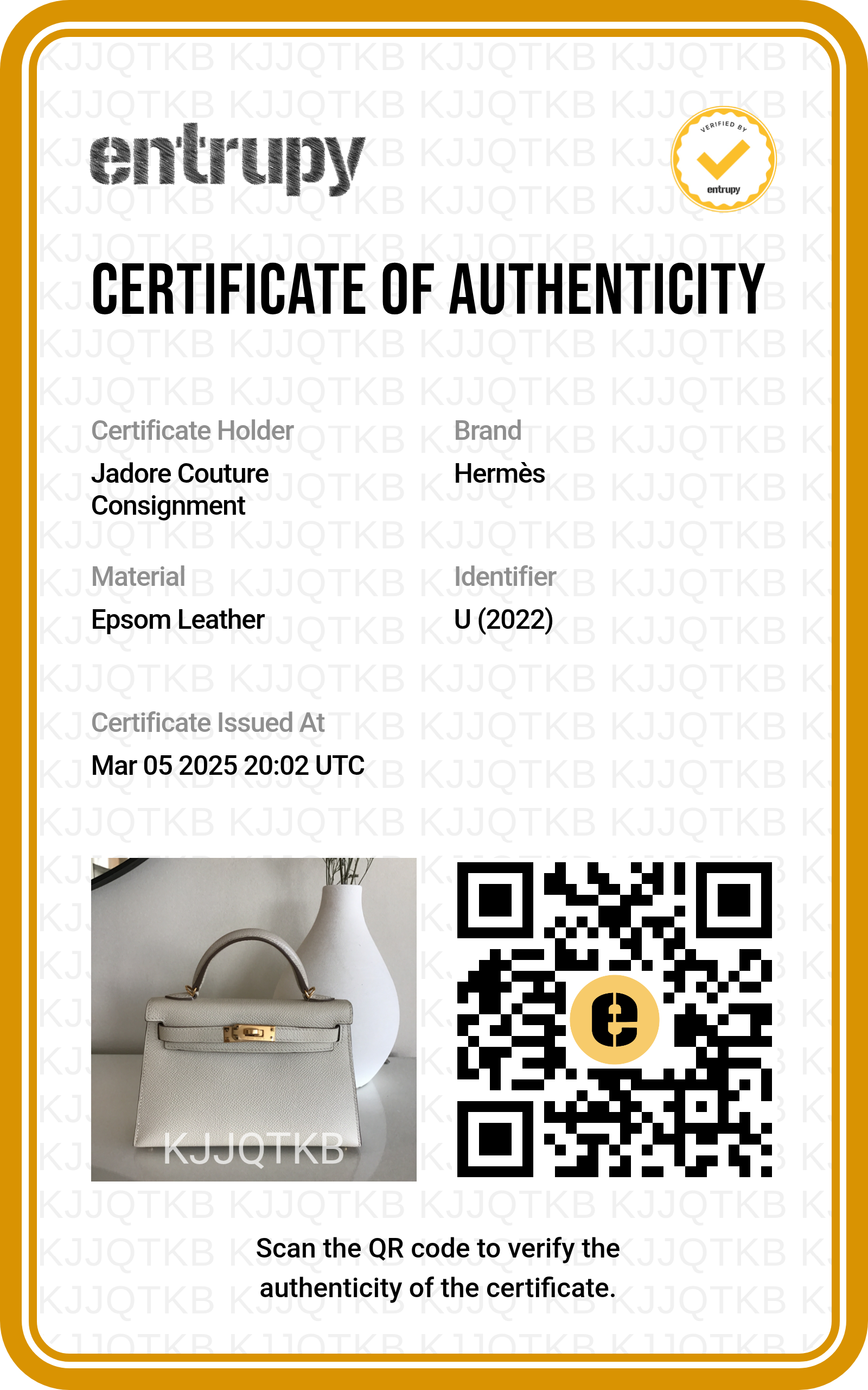Authentic Luxury Handbags with Entrupy Certificate - Verify Genuine Designer Bags for Resale & Authentication | Perfect for Online Sellers & Consignment Shops