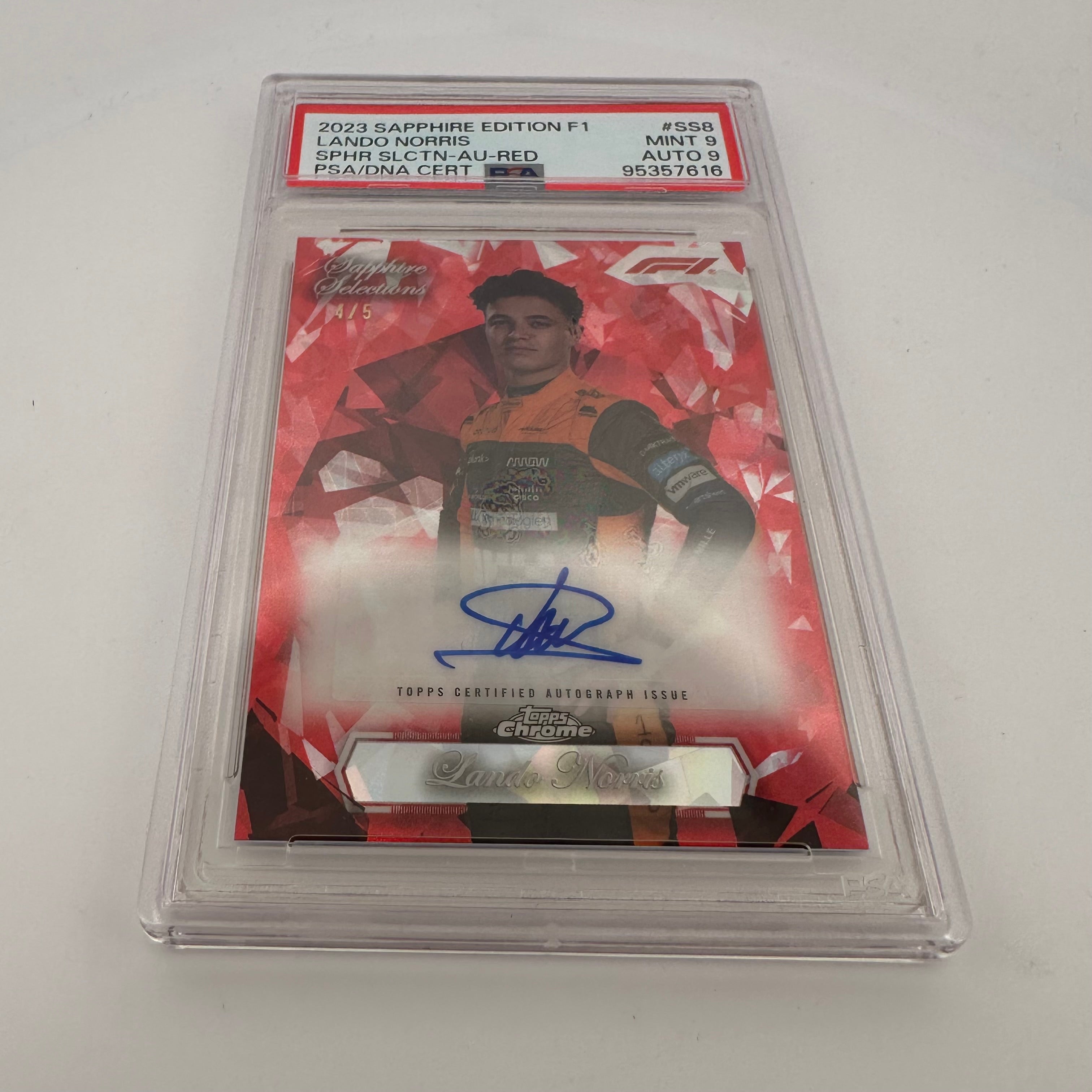 2023 Topps Chrome Sapphire Selections PSA 9 Lando Norris #SS8 Red Autograph - Rare F1 Racing Collectible for Fans & Card Investors