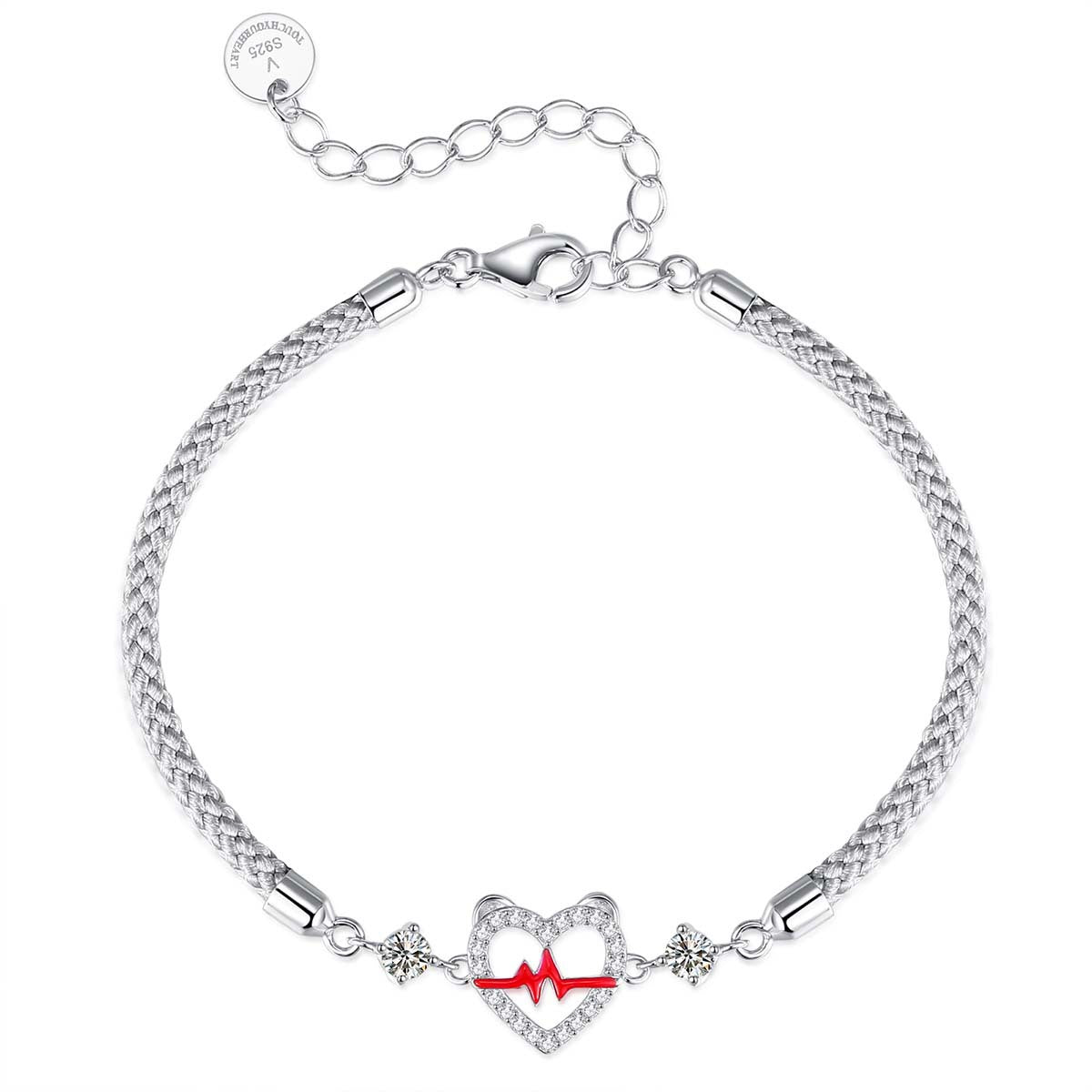 Bagley S925 Sterling Silver Heartbeat Signal Couple Bracelet - Elegant Design Matching Jewelry for Anniversaries & Romantic Gifts | Perfect for Valentine's Day, Weddings & Couples Fashion