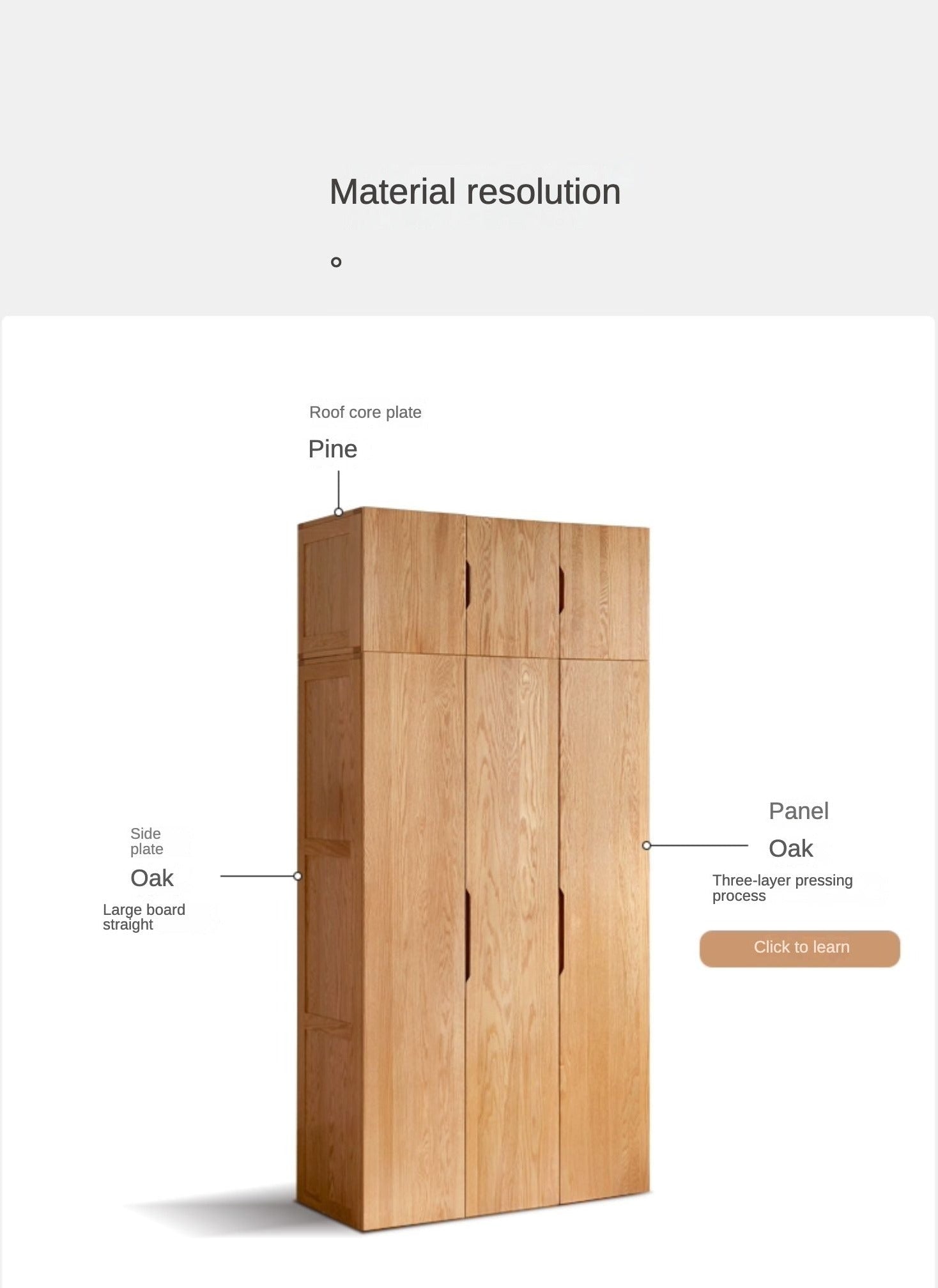 Solid Oak Wood Wardrobe - Premium Quality, Spacious Storage for Bedroom, Closet & Home Organization