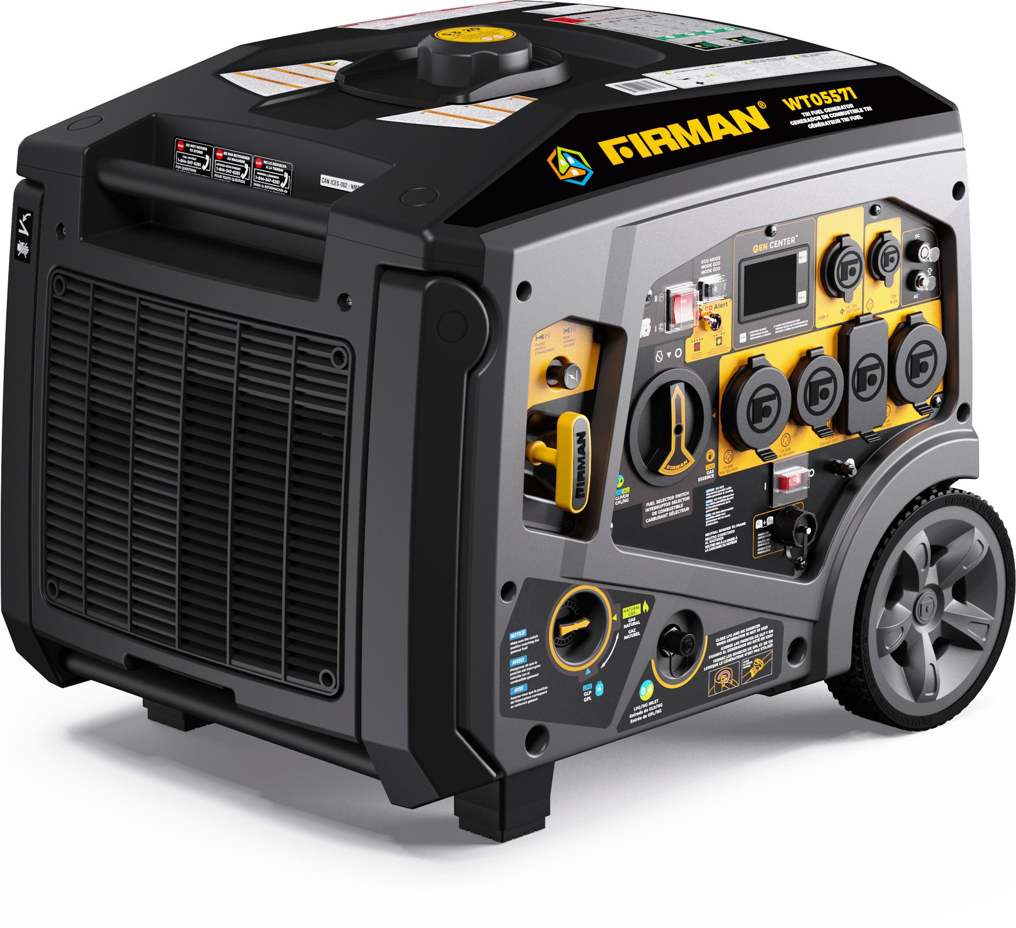 6850W Tri-Fuel Inverter Generator with Electric Start & CO Alert - Portable Power for Camping, RV, Home Backup & Emergency Use