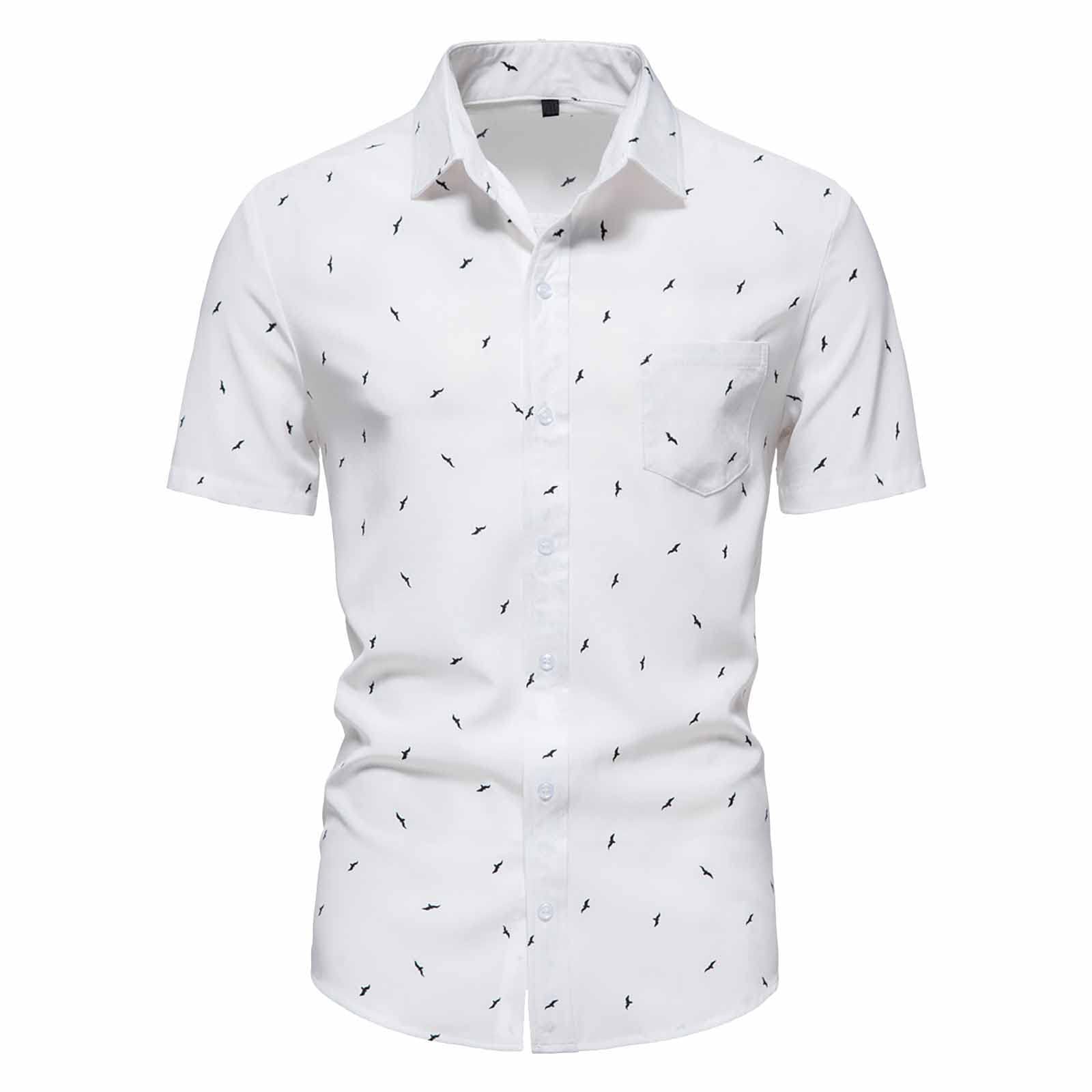 Men's Slim Fit Short Sleeve Casual Button Down Shirt - Printed Business Dress Shirts for Office & Summer Outings