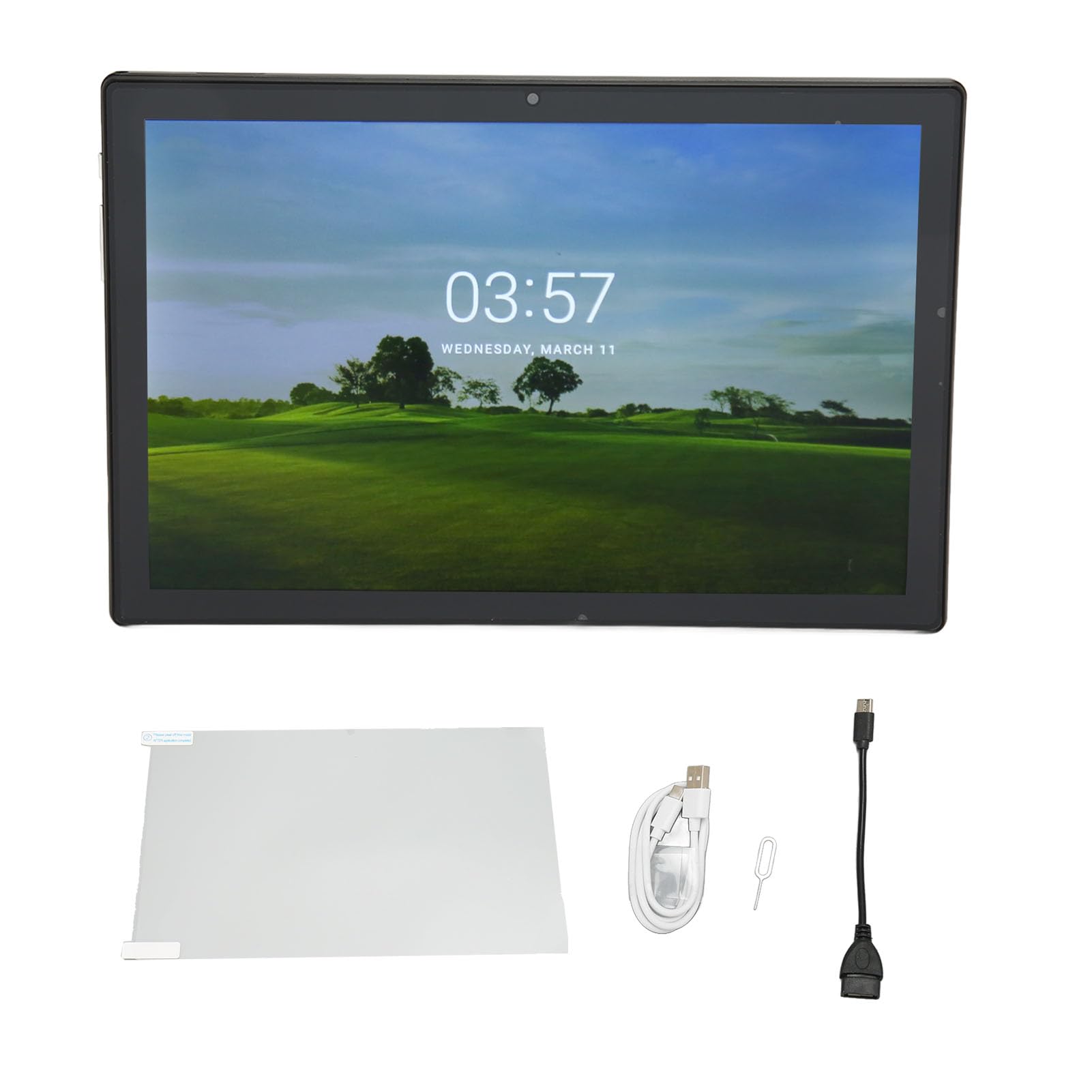 DAUZ 10.1 Inch Android Tablet with 6GB RAM 64GB Storage, 2MP Front Camera - Portable Black Tablet for Work, Study & Entertainment
