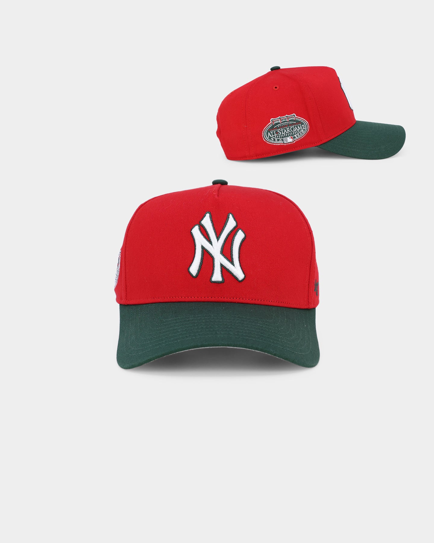 New York Yankees 'Scarlet Pines' 47 MVP DT Snapback Hat - Red & Dark Green Adjustable Baseball Cap for Men & Women - Perfect for Sports Fans, Game Day & Streetwear Fashion