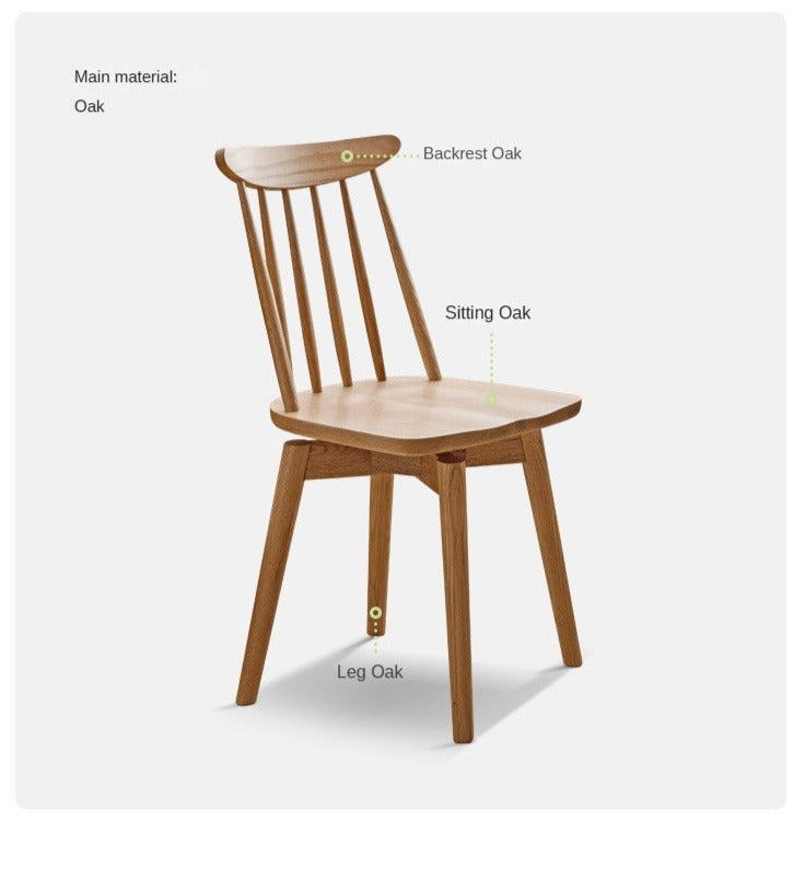 Premium Oak Solid Wood Windsor Chairs - 360 Degree Swivel Dining Set of 4 - Perfect for Kitchen, Dining Room & Home Office Furniture