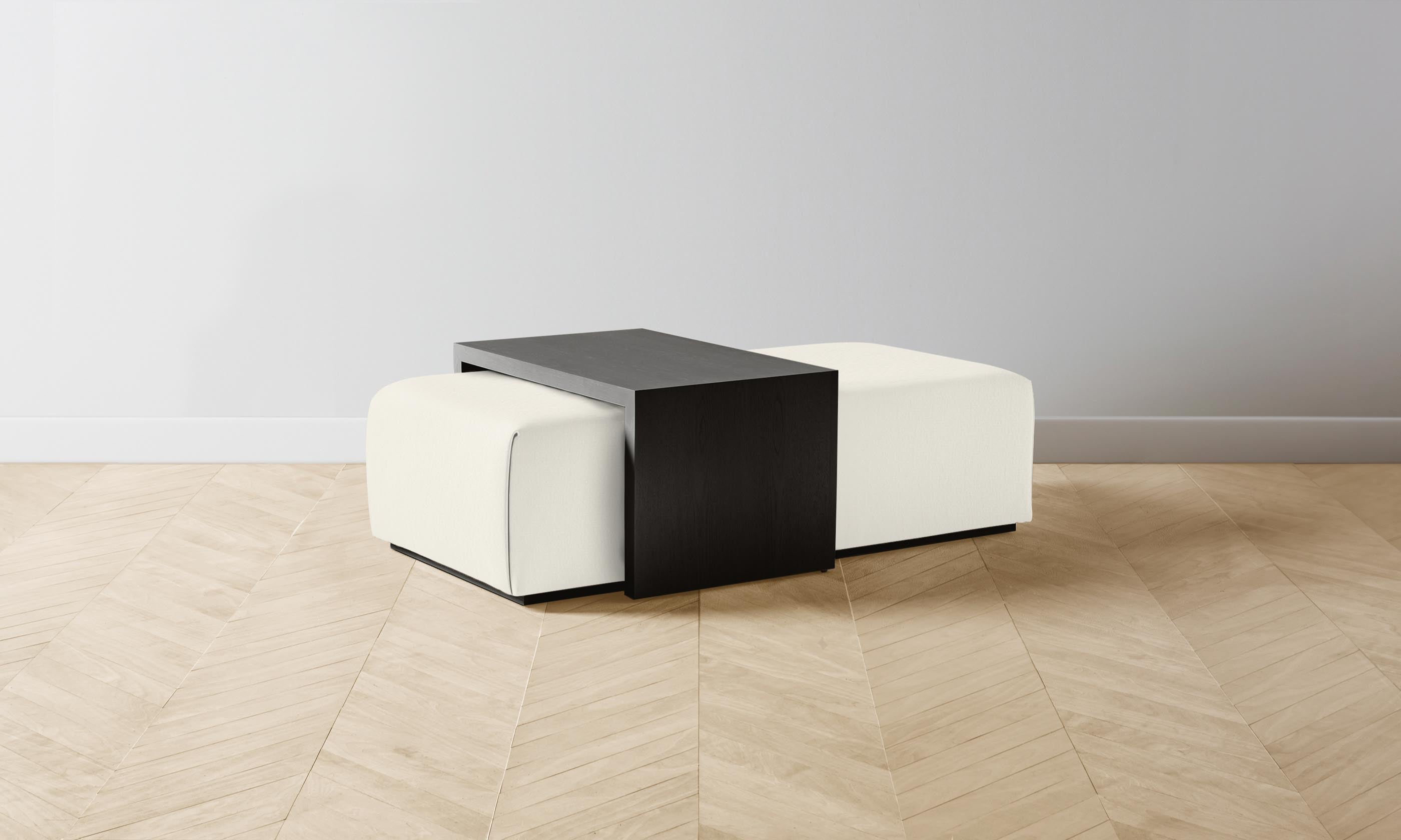 The Bowery Ottoman - Performance Bouclé Polar Fabric, Modern Round Footstool Pouf for Living Room, Bedroom & Nursery - Perfect for Relaxing, Extra Seating & Home Decor