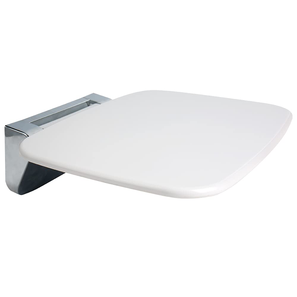 Foldable Wall-Mounted Shower Chair - 440LB Weight Capacity Shower Seat for Elderly, Pregnant Women & Heavy People - White Urea-Formaldehyde Shower Bench - Perfect for Bathroom Safety & Accessibility