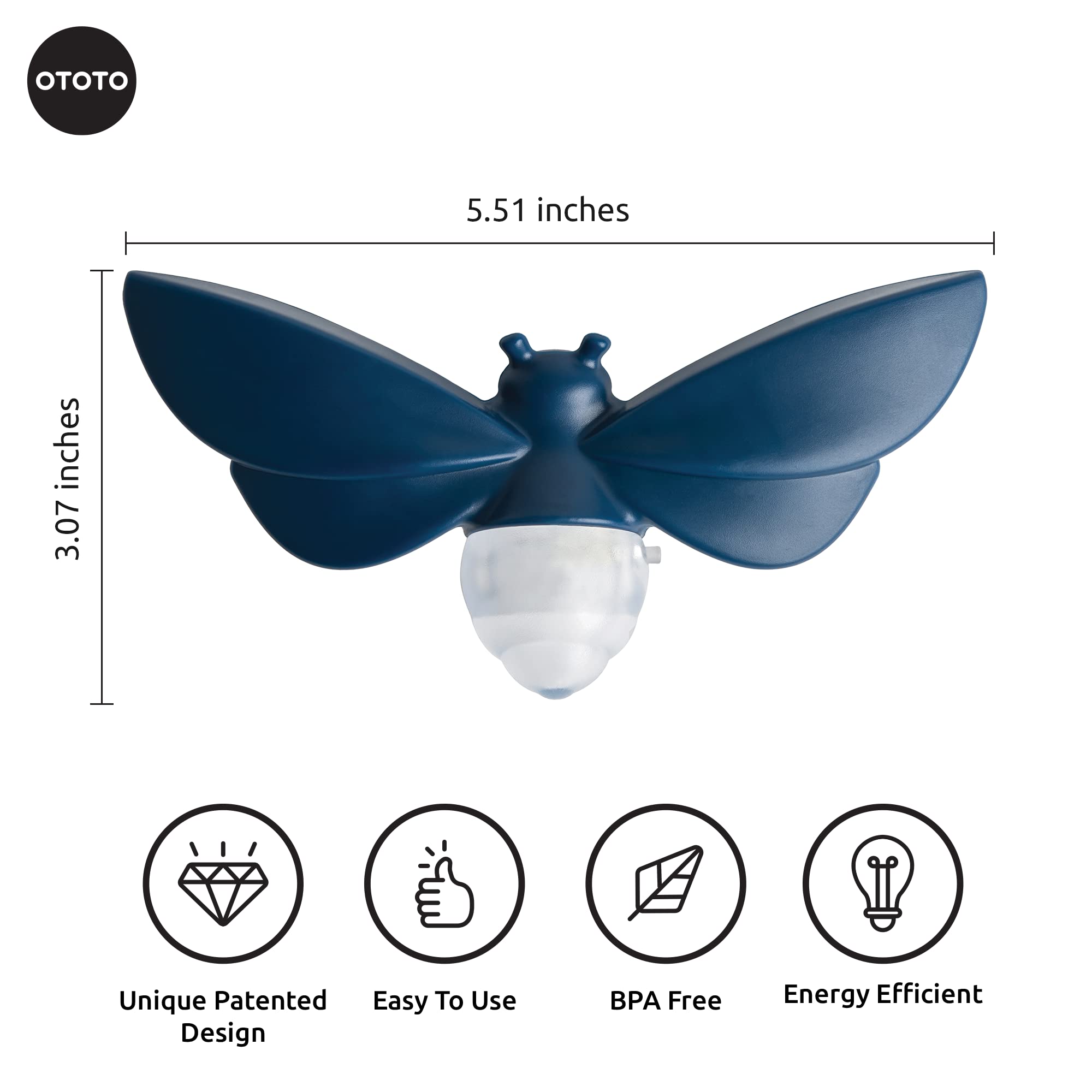 OTOTO Lightbug Night Light - Cute LED Nightlight for Kids, Adults & Baby Rooms - Soft Glow Bedside Lamp for Nursery, Bedroom & Home Decor - Perfect for Sleep, Relaxation & Nighttime Safety