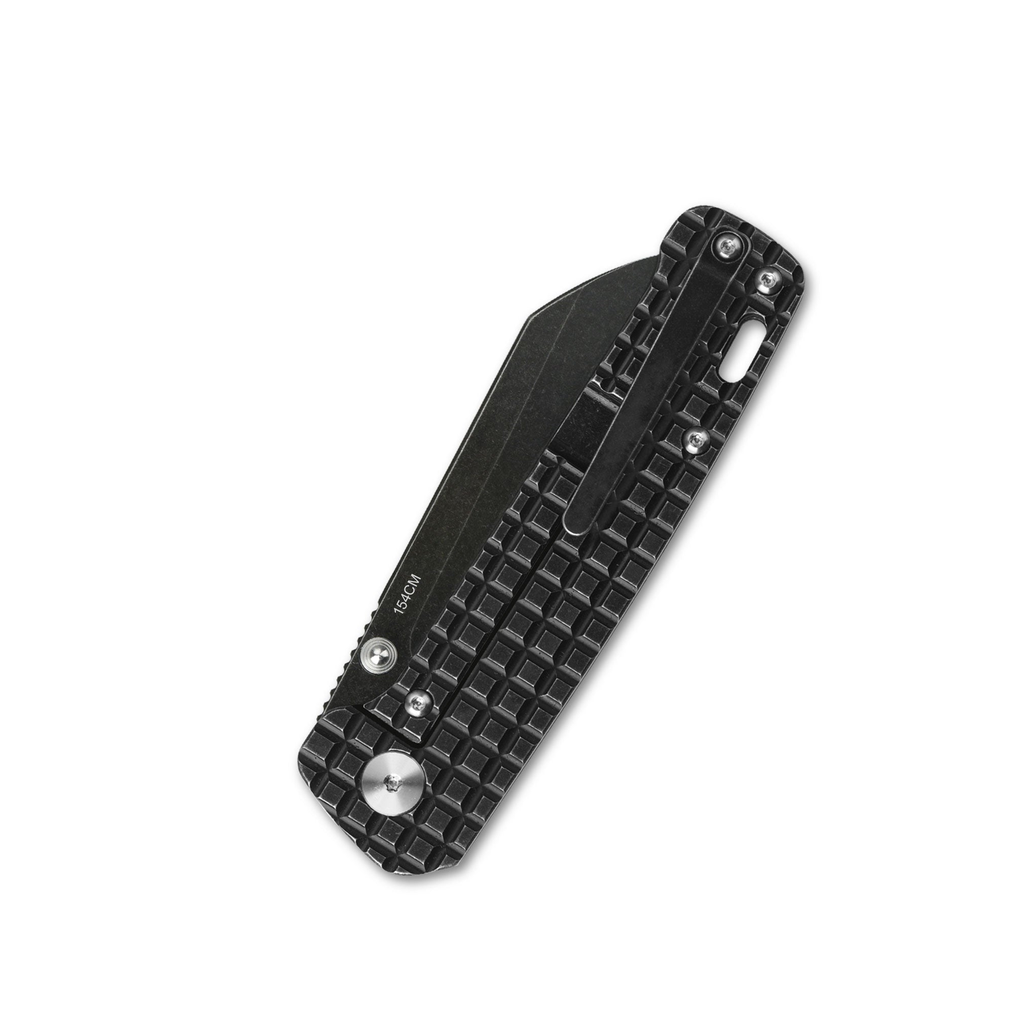QSP Penguin Frame Lock Pocket Knife - 154CM Stainless Steel Blade, Black Stonewashed Titanium Handle - EDC Folding Knife for Camping, Hiking & Everyday Carry