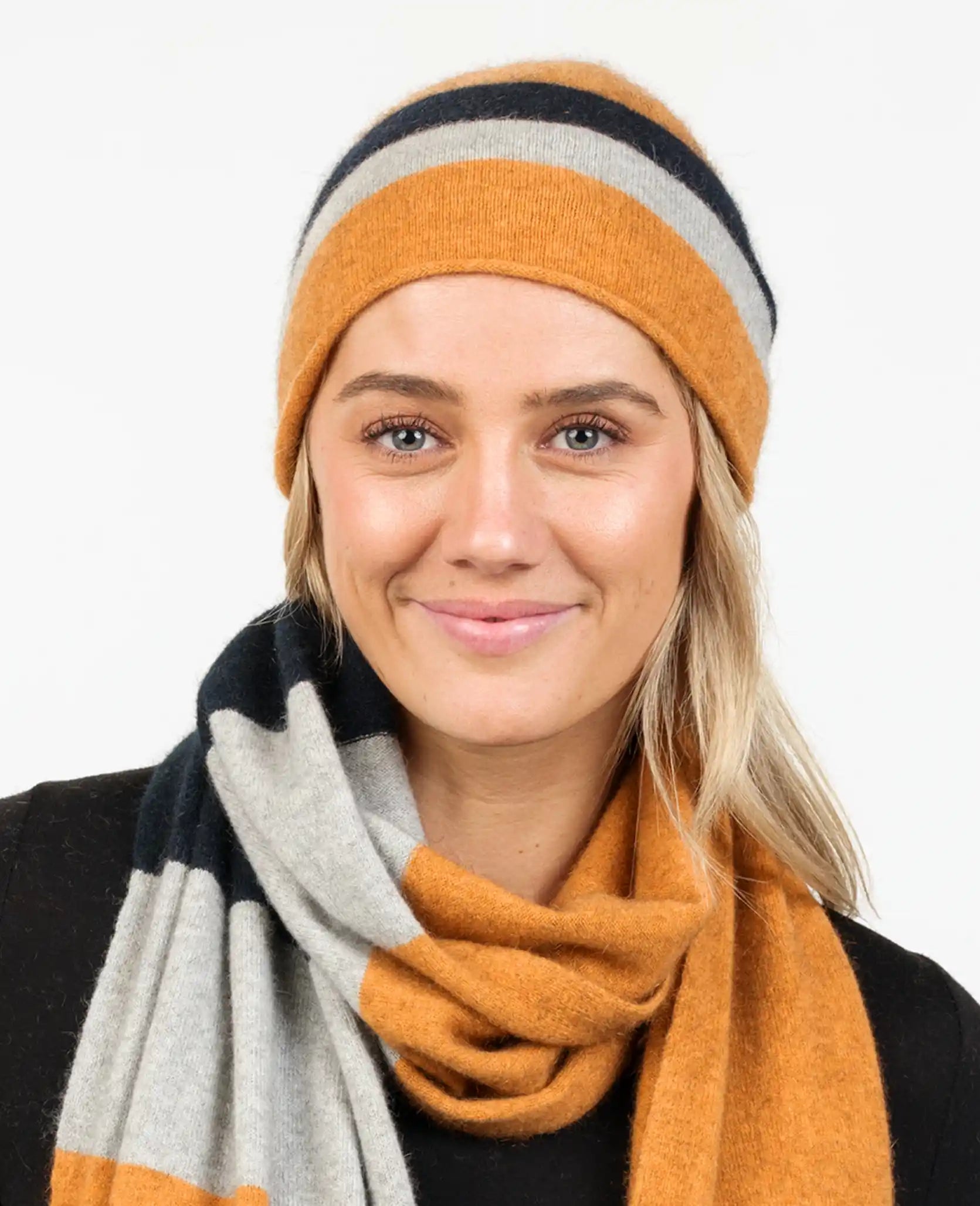 Ginger Stripe Knit Beanie Hat for Men & Women - Soft Winter Travel Beanie NX825 - Perfect for Skiing, Hiking & Outdoor Adventures