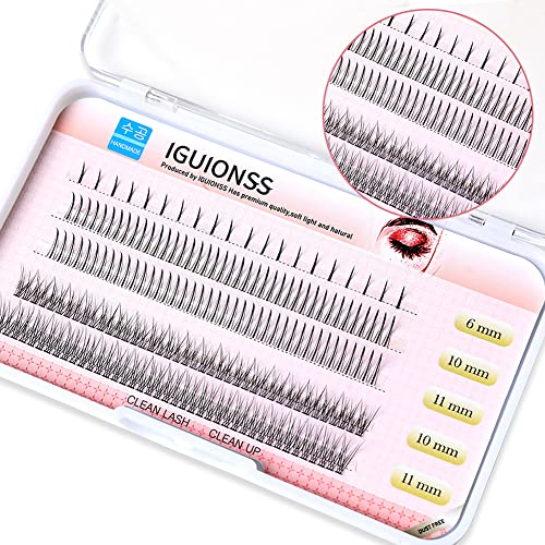 IGUIONSS Fairy Fishtail & A-Shape Premade Lash Extension Kit - Natural Soft DIY Eyelash Clusters (10-12mm A-Shape, 9-11mm Fishtail) for Professional Salon or Home Makeup - Voluminous Fluttery Lashes for Parties, Weddings & Special Occasions