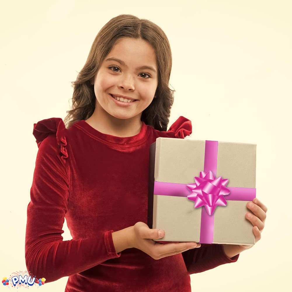 Premium PMU Decorative Star Gift Bows 3.75 Inch Medium Magenta - 12 Pack for Christmas Presents, Party Decorations, Wedding Favors & Gift Wrapping