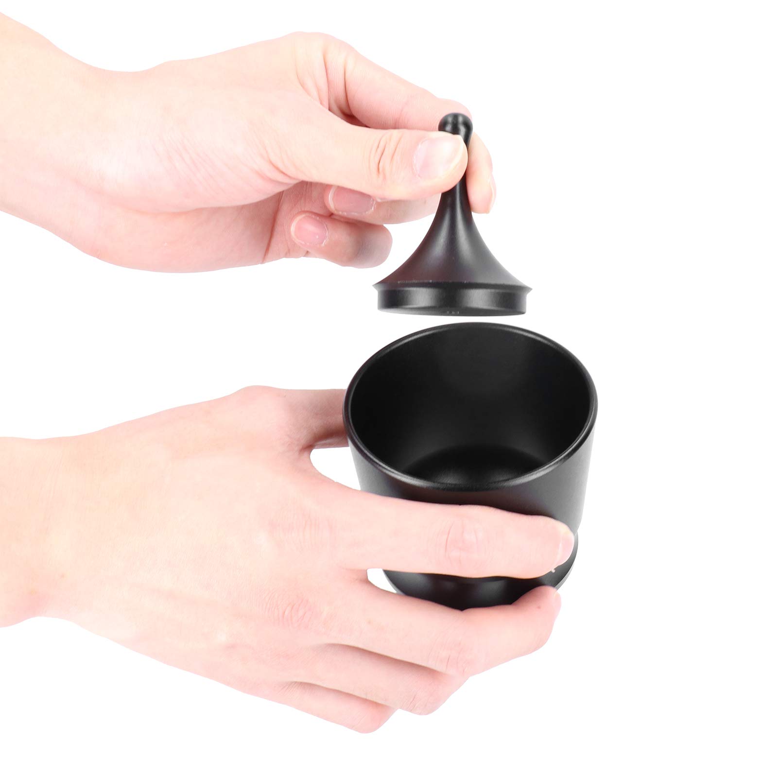 Premium 304 Stainless Steel Coffee Dosing Cup - 58mm Black Powder Receiver Container for Espresso & Coffee Brewing - Perfect for Baristas & Home Coffee Enthusiasts