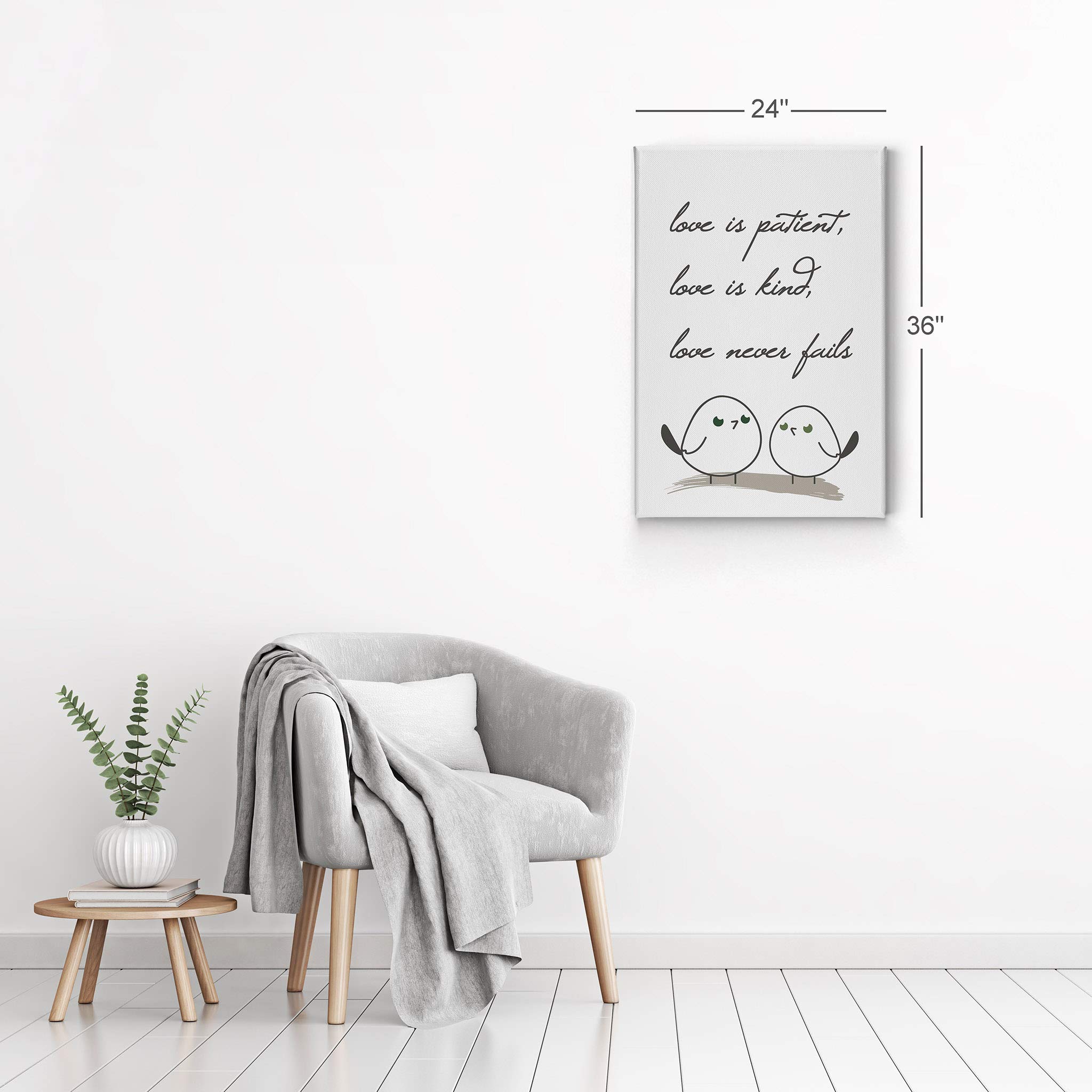 Inspirational 'Love is Patient Love is Kind' Scripture Wall Art Canvas Print - 40x30 Ready to Hang Home Decor for Living Room, Bedroom & Office - Made in USA