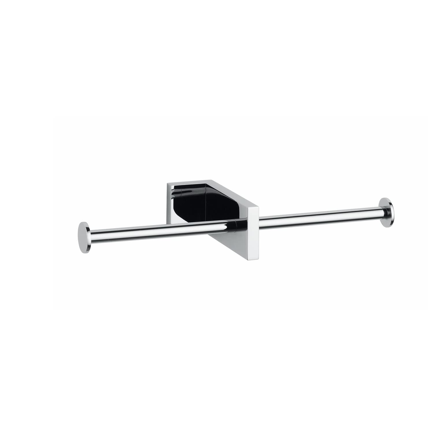 Demetra Wall Mounted Double Toilet Paper Holder - Brushed Nickel Bathroom Tissue Dispenser - Space Saving Design for Small Bathrooms, Powder Rooms & RVs