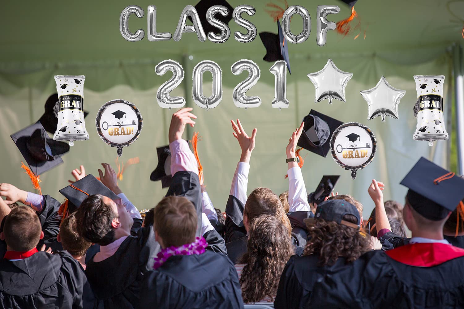 2022 Graduation Balloons Set - Silver Foil Mylar Letter Balloons & Banner Decorations for Graduation Party, Retirement, Congrats Grad Party Supplies | Perfect for Class of 2022 Celebrations, School Events & Milestone Achievements