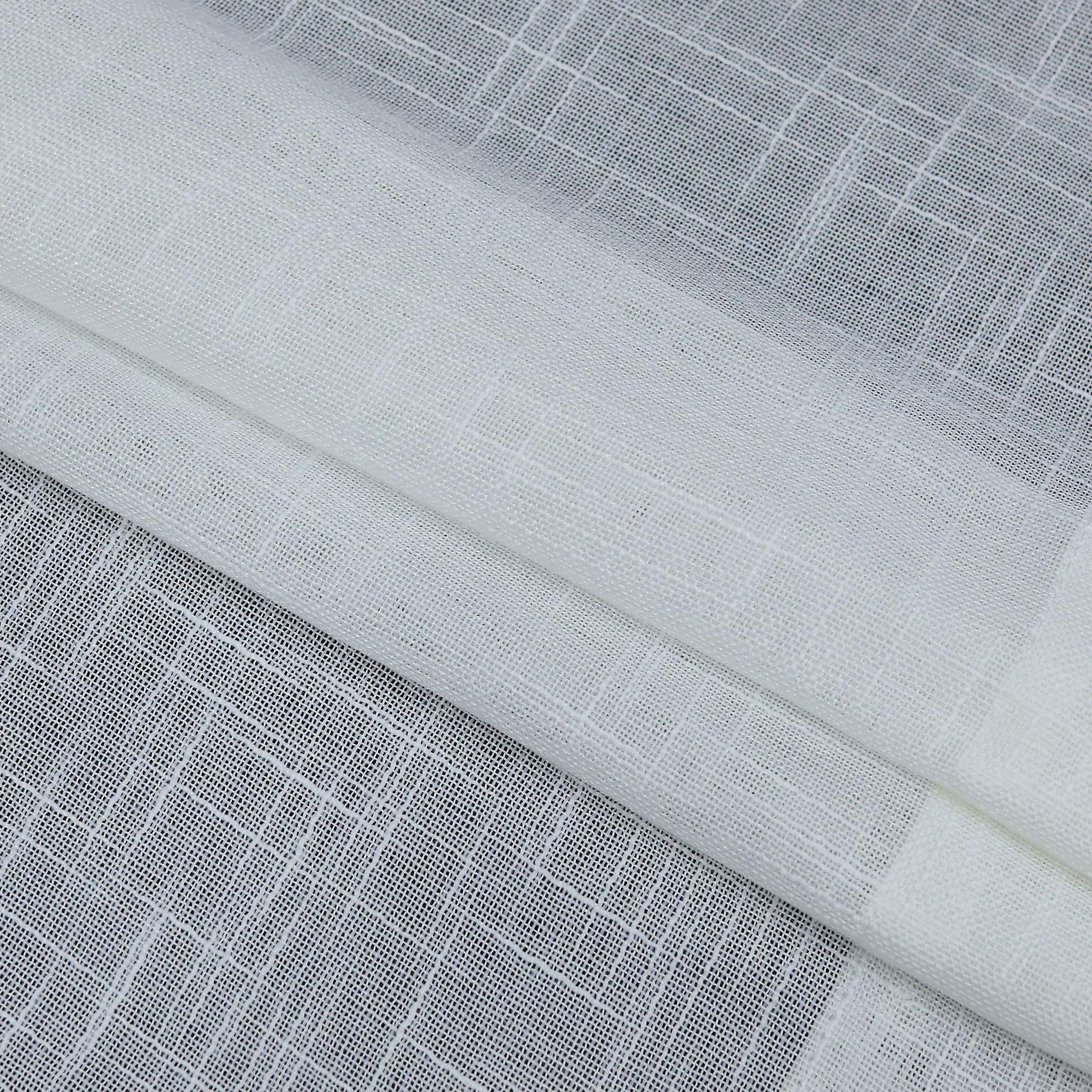 Sheer Linen Textured Swag Curtains with Rod Pocket - 36 Inch Length Kitchen Valance Window Panels (Set of 2, White, W36 x L36) - Perfect for Small Windows, Kitchens, and Cozy Home Decor