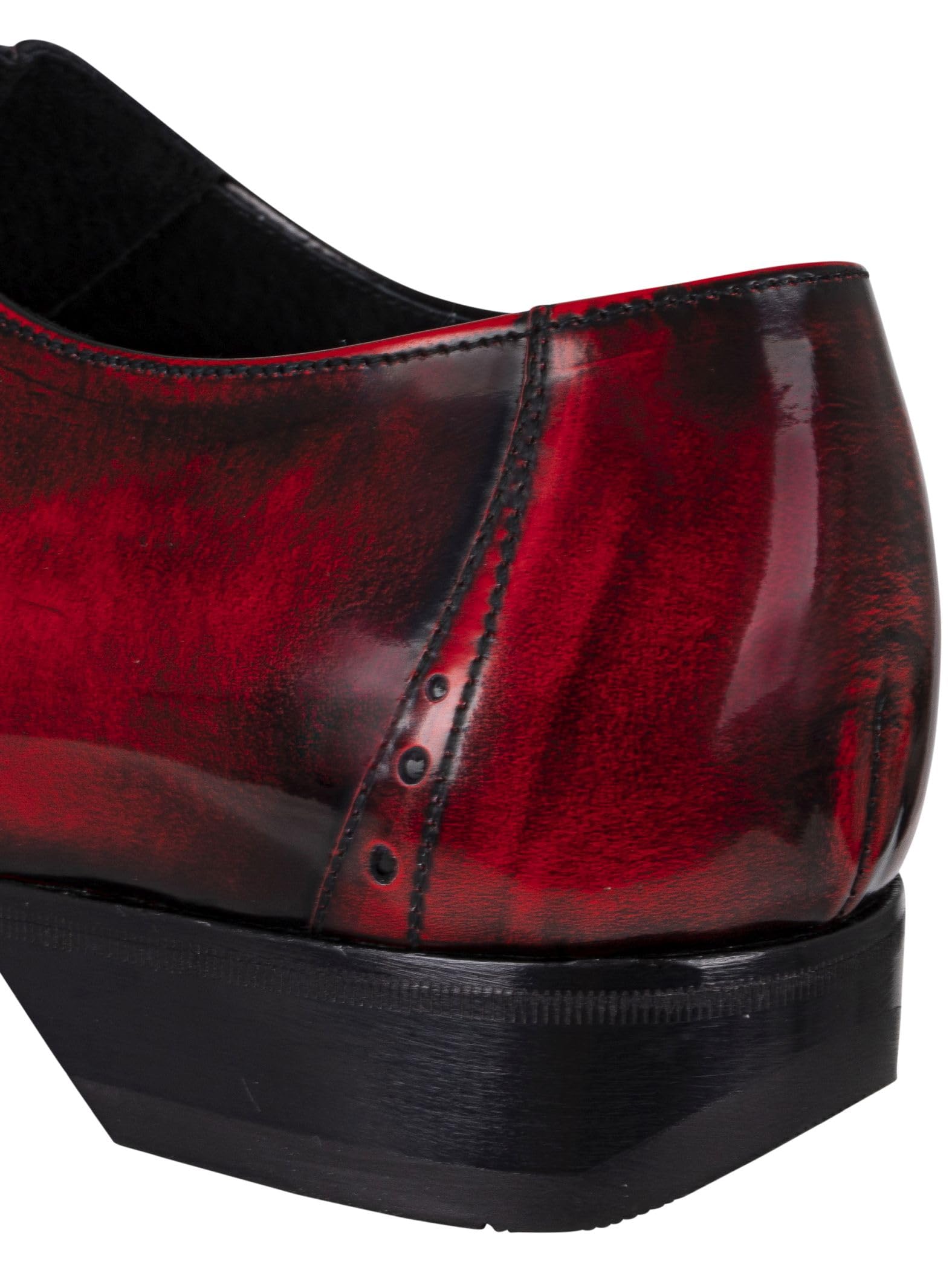 Premium Men's Derby Leather Dress Shoes - Polished Red Oxford Style for Business, Formal & Wedding Occasions