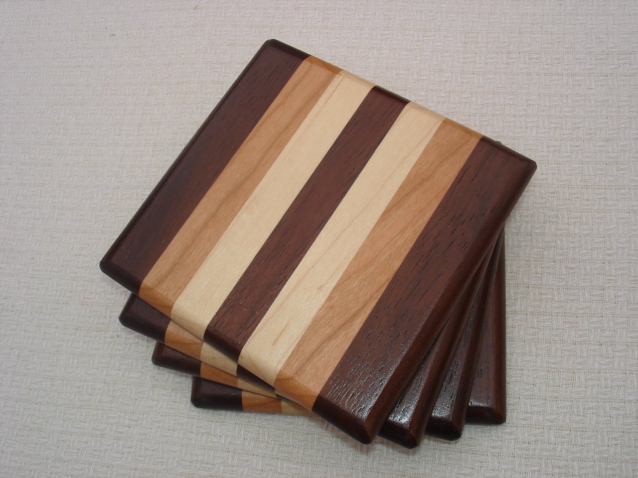 Handmade Wood Coasters Set - Natural Walnut, Cherry & Maple Wood Drink Coasters for Coffee Table, Bar, Dining Room & Home Decor