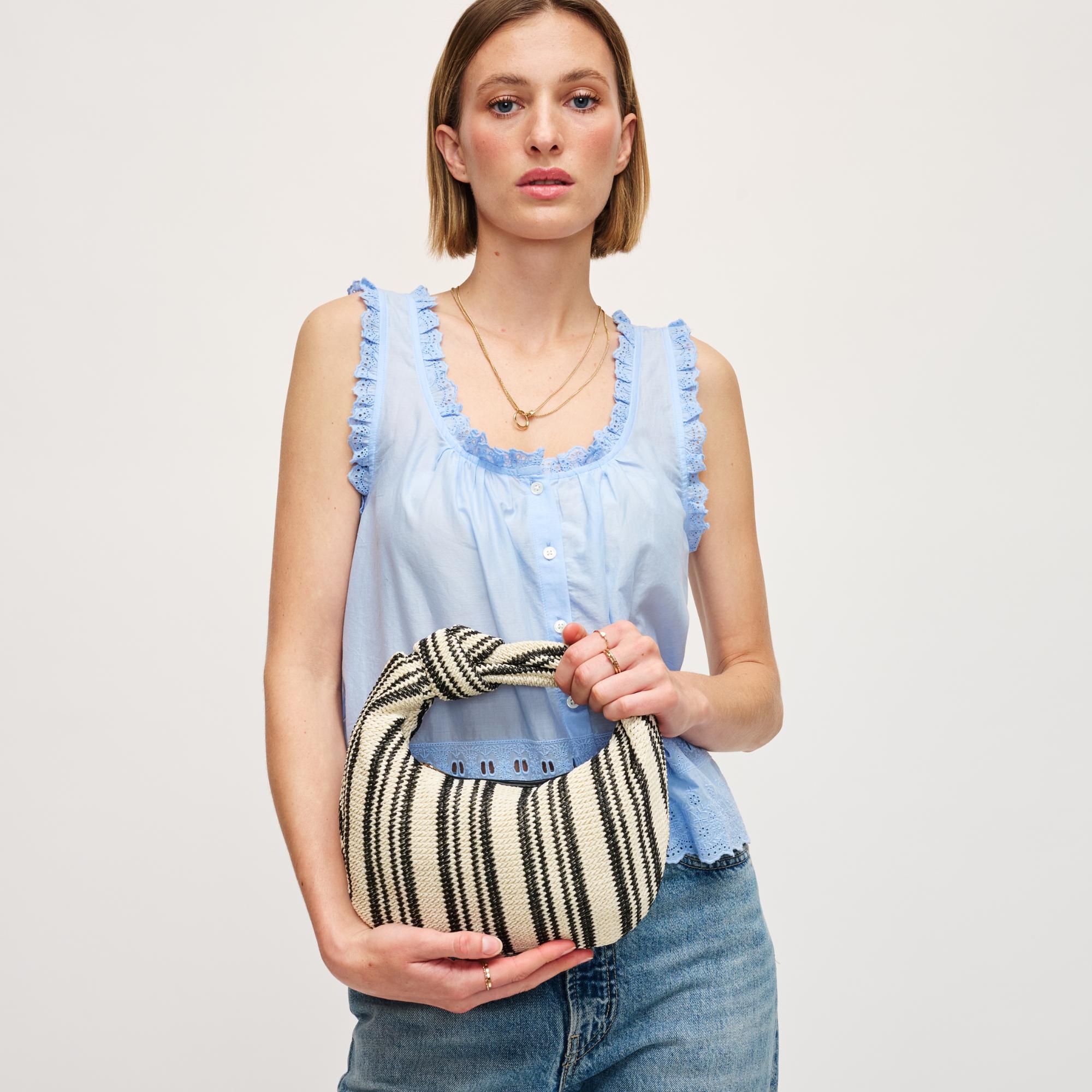 Tracy Striped Clutch Bag for Women - Fashionable Crossbody Purse with Adjustable Strap - Perfect for Parties, Weddings & Evening Events