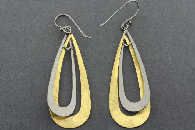 Interlinked Teardrop Earrings - Gold Plated & Oxidized Dangle Earrings for Women - Perfect for Parties, Weddings & Everyday Wear