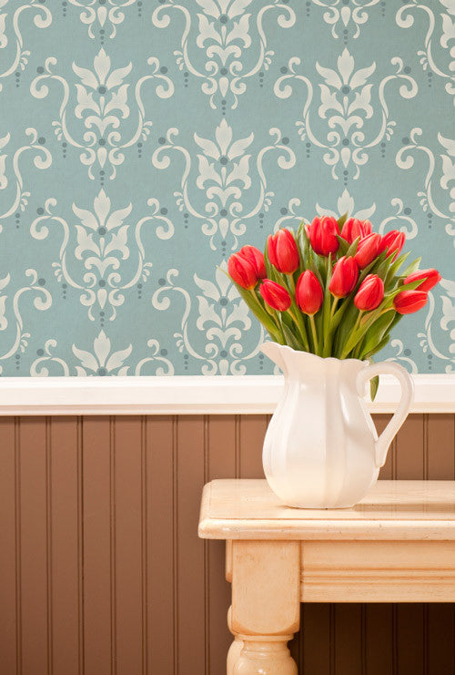 Serenity Damask Wall Stencil - Reusable DIY Painting Template for Home Decor, Bedroom, Living Room & Nursery | Perfect for Wall Art, Accent Walls & Furniture Makeovers