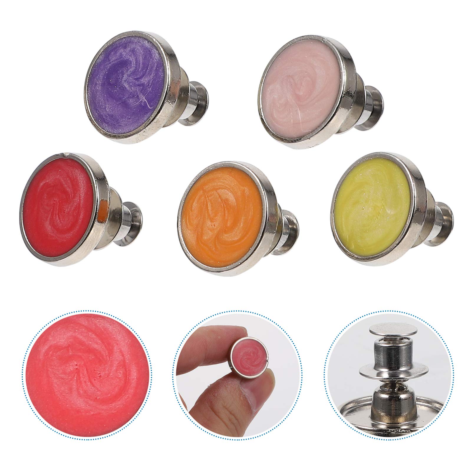 5-Pack Metal Jeans Buttons for DIY Pants & Waistband Repair - Durable Denim Button Replacement for Jeans, Pants & Garments - Perfect for Tailoring, Costume Design & Clothing Accessories